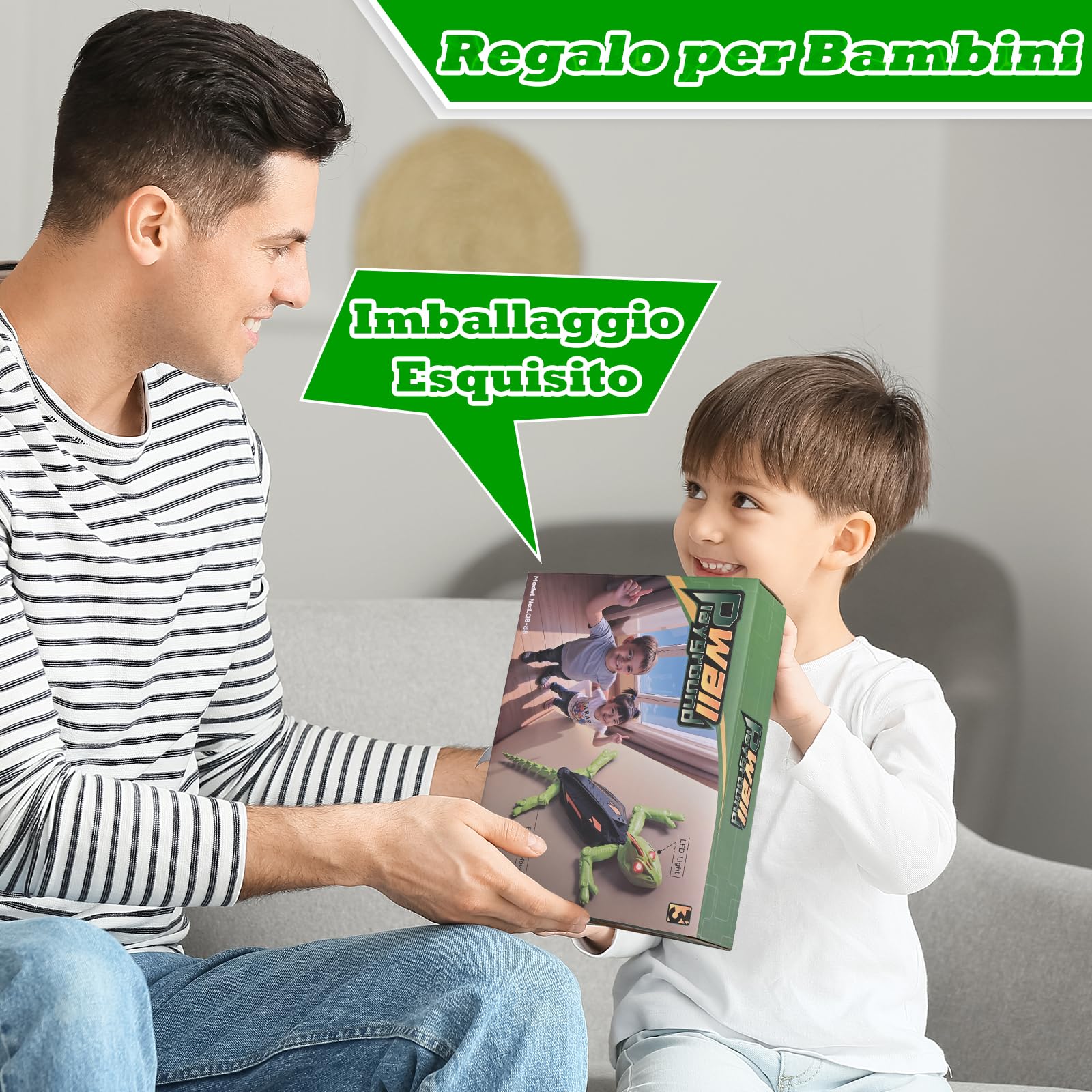 Camaleonte Telecomandato, Giochi che Si Arrampica su Pareti e Soffitti, con Occhi LED Luminosi, Movimenti Realistici, facile da controllare, Giocattolo per Bambini e Bambine, 4+ Anni (lucertole)