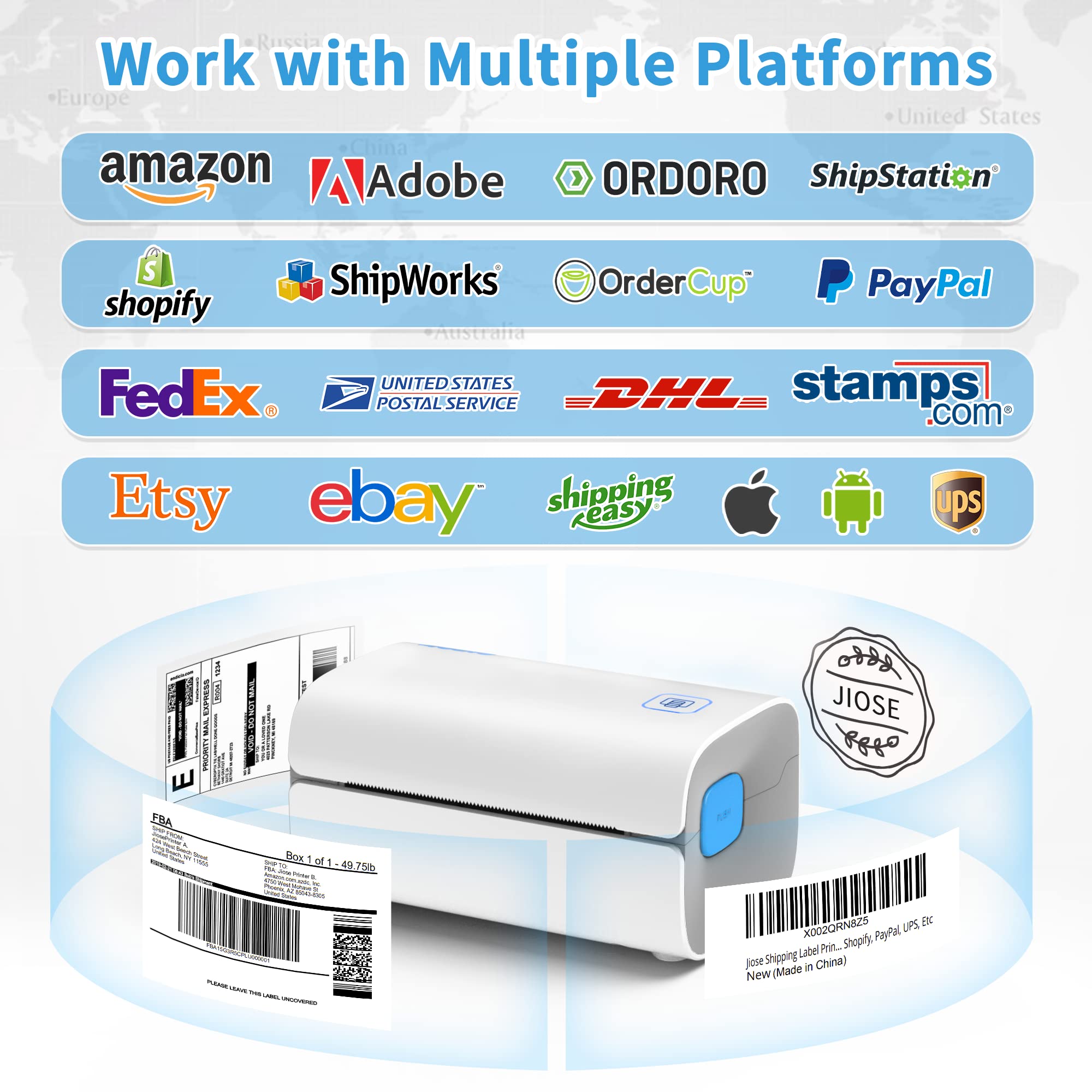 Jiose Bluetooth Thermal Shipping Label Printer Desktop