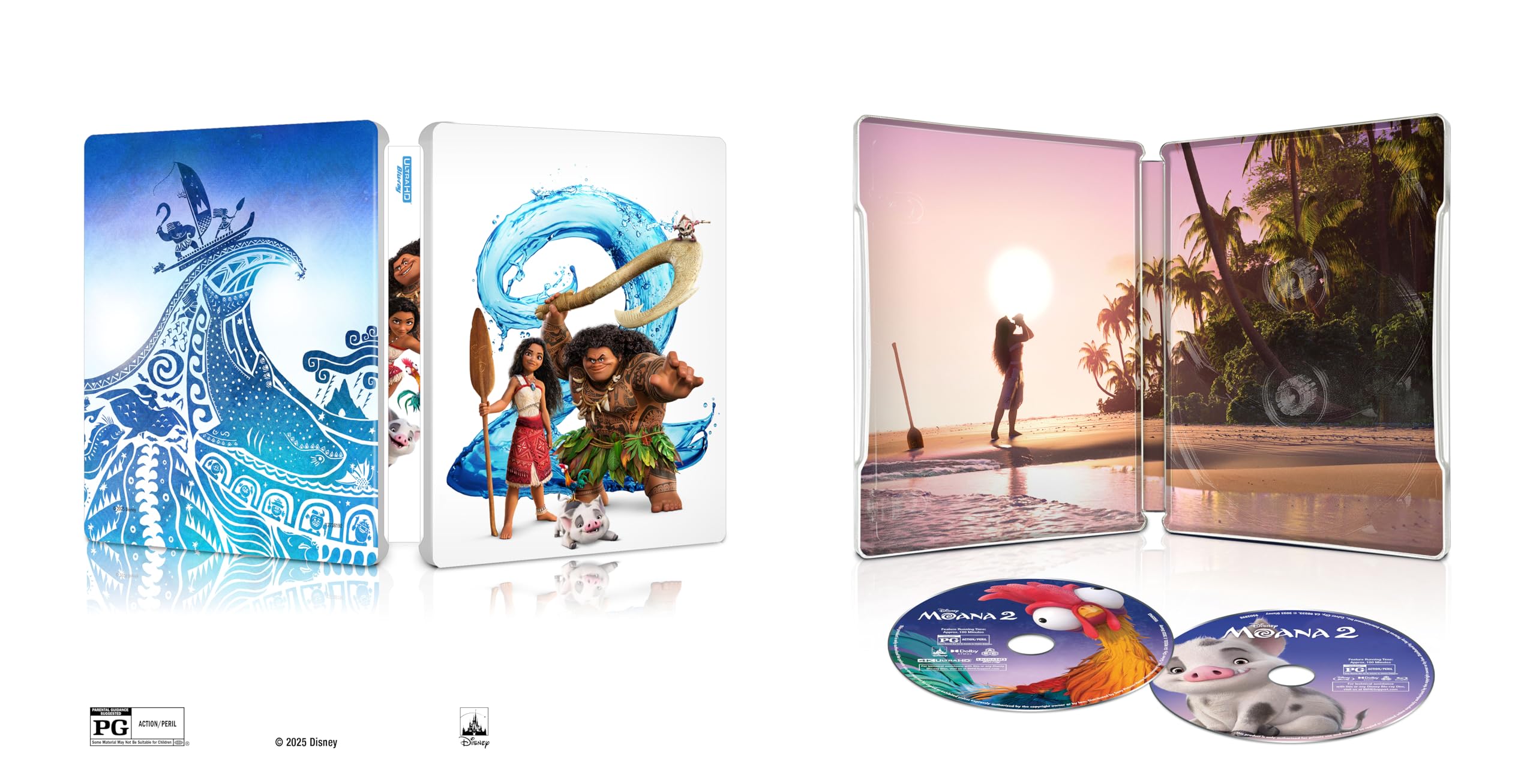 Steelbook Movie Combo Moana 2 UHD BD Digital Animated Musical 4K Colorful 1 Disc Family Entertainment Seafaring Adventure