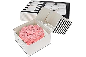 Striped 10 Inch Cake Boxes in Posh Black and White (10-Pack)