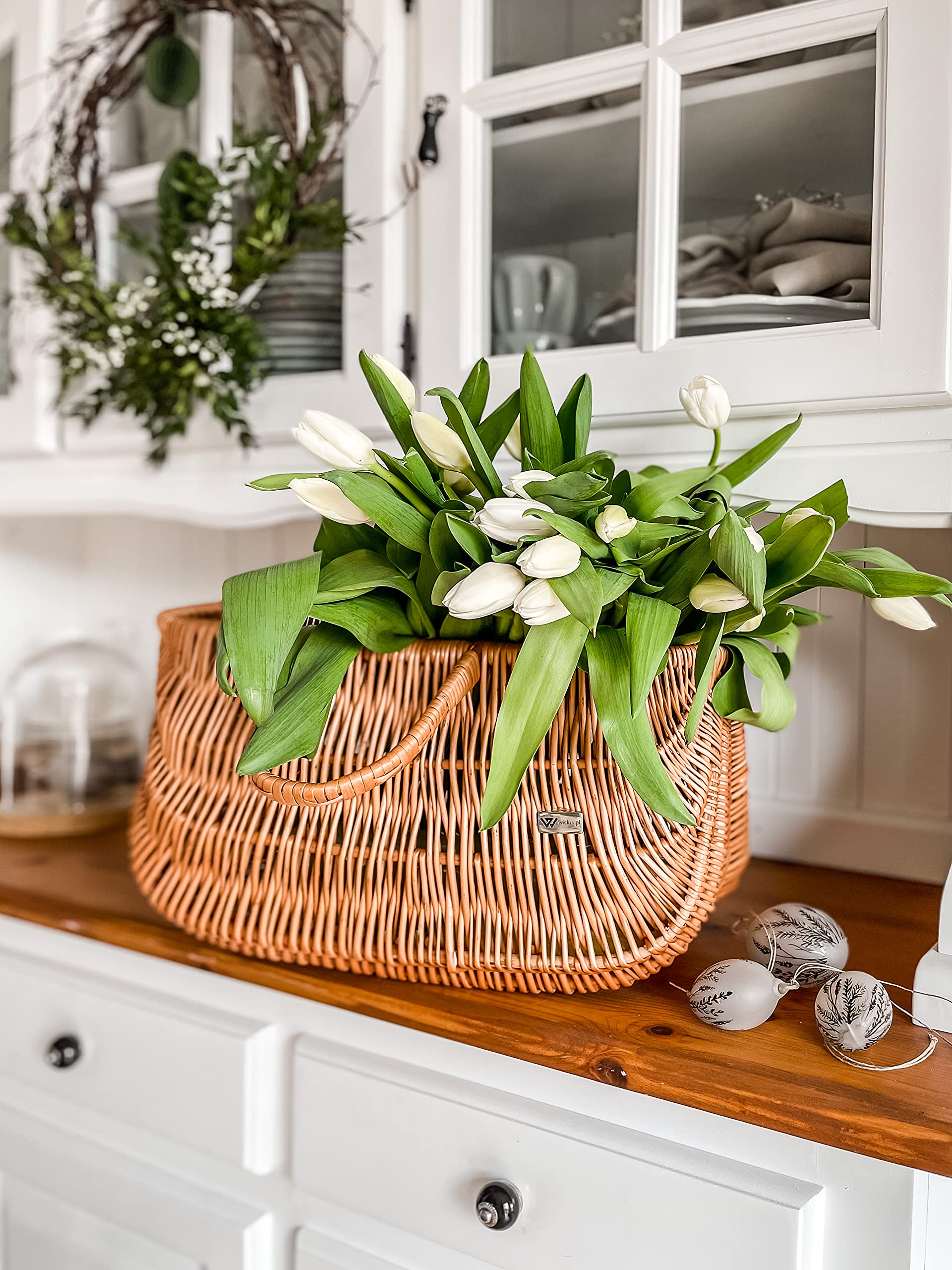 Borsa per la Spesa in Vimini Ceste per Funghi in Vimini Cestino della Spesa Fatto a Mano Intrecciato Cestino per la Spesa Cestino per Picnic Cesta per Frutta