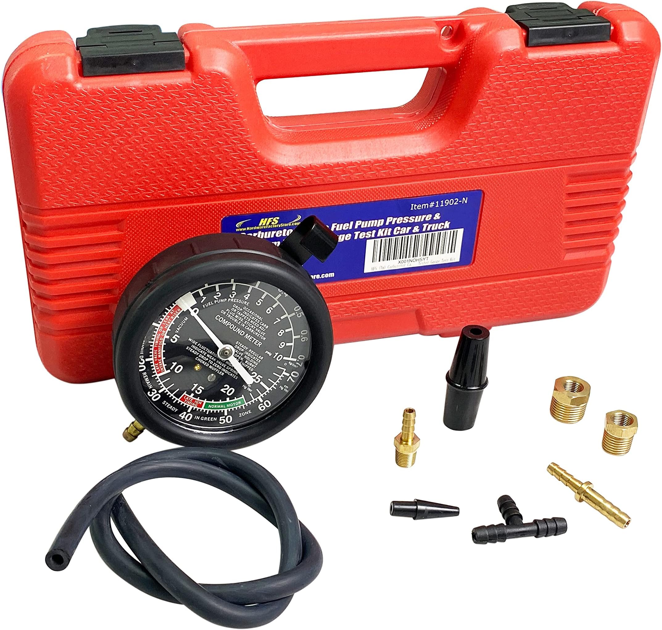 HFS (R) Carburetor Carb Valve Fuel Pump Pressure & Vacuum Tester Gauge Test Kit