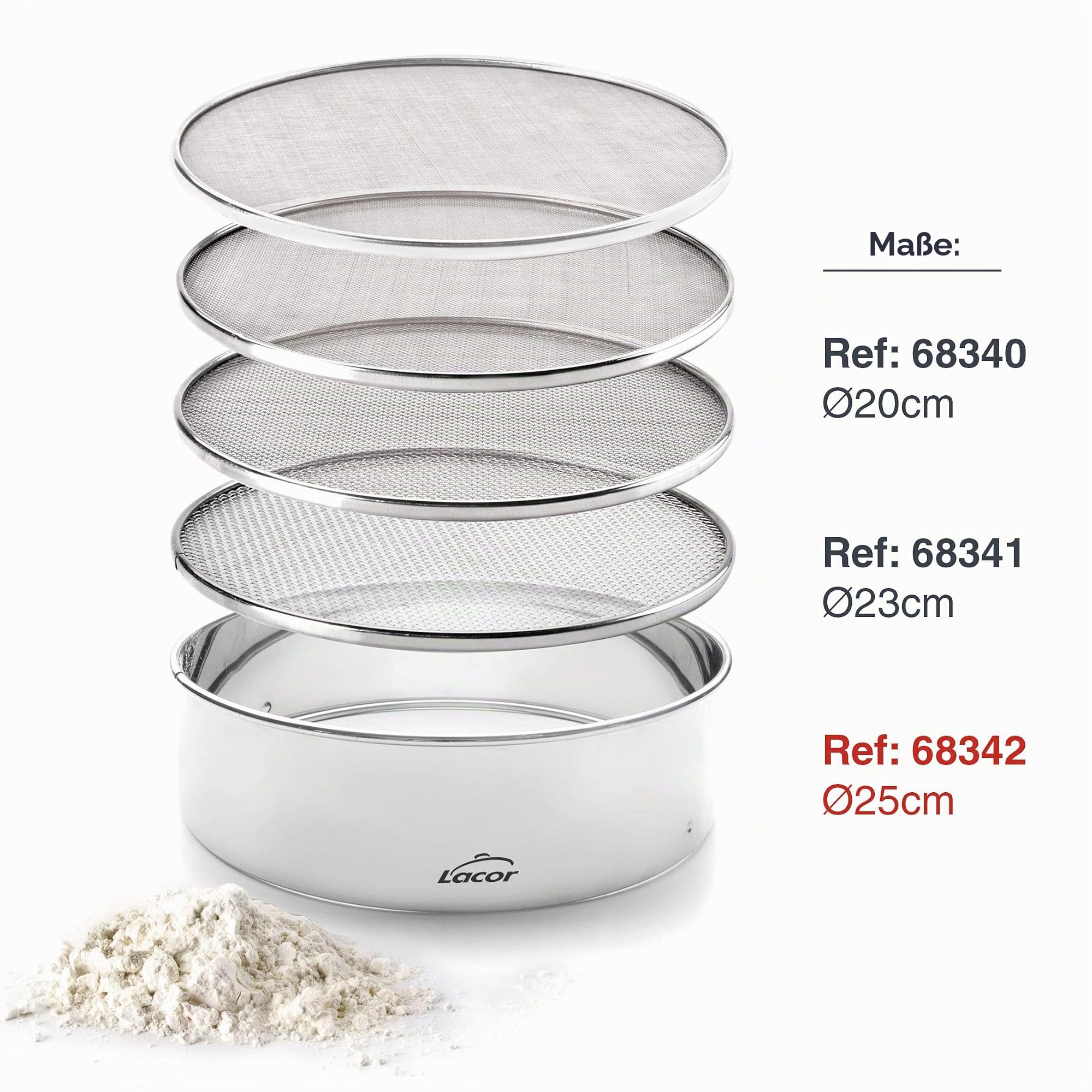 LACOR 68342 4 Austauschbare Masche-Sieb 25 cm | Langlebiges Profi-Utensil; entwickelt für optimale Leistung und schnelle, unkomplizierte Reinigung in der Spülmaschine