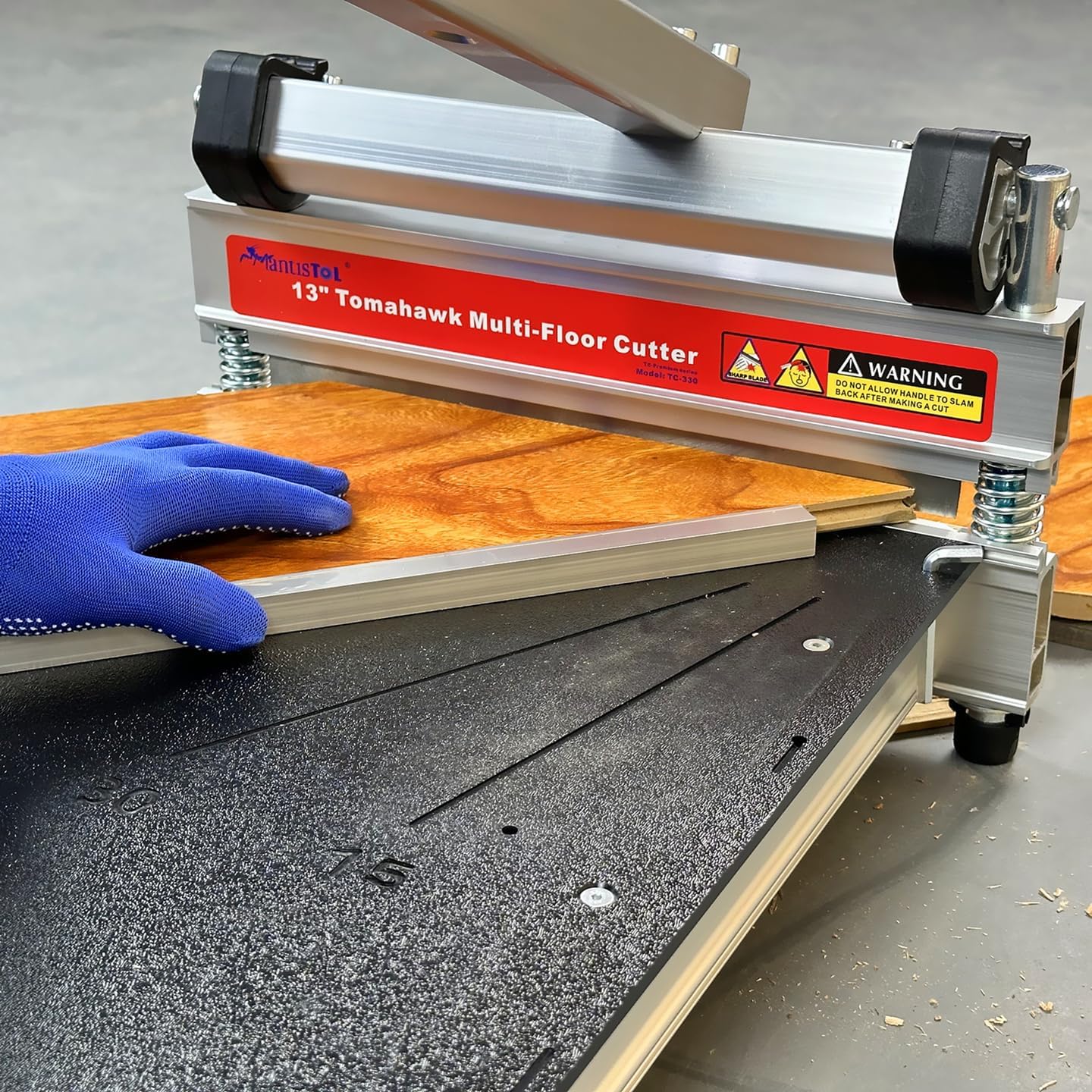 Coupe-plancher stratifié/en vinyle robuste de 13" pour planchers préfabriqués, stratifié, H/MDF, LVP/T, VCT, SPC, WPC, PVC, revêtement et plus ; jusqu'à 11/16" (17 mm) d'épaisseur ; Coupeur