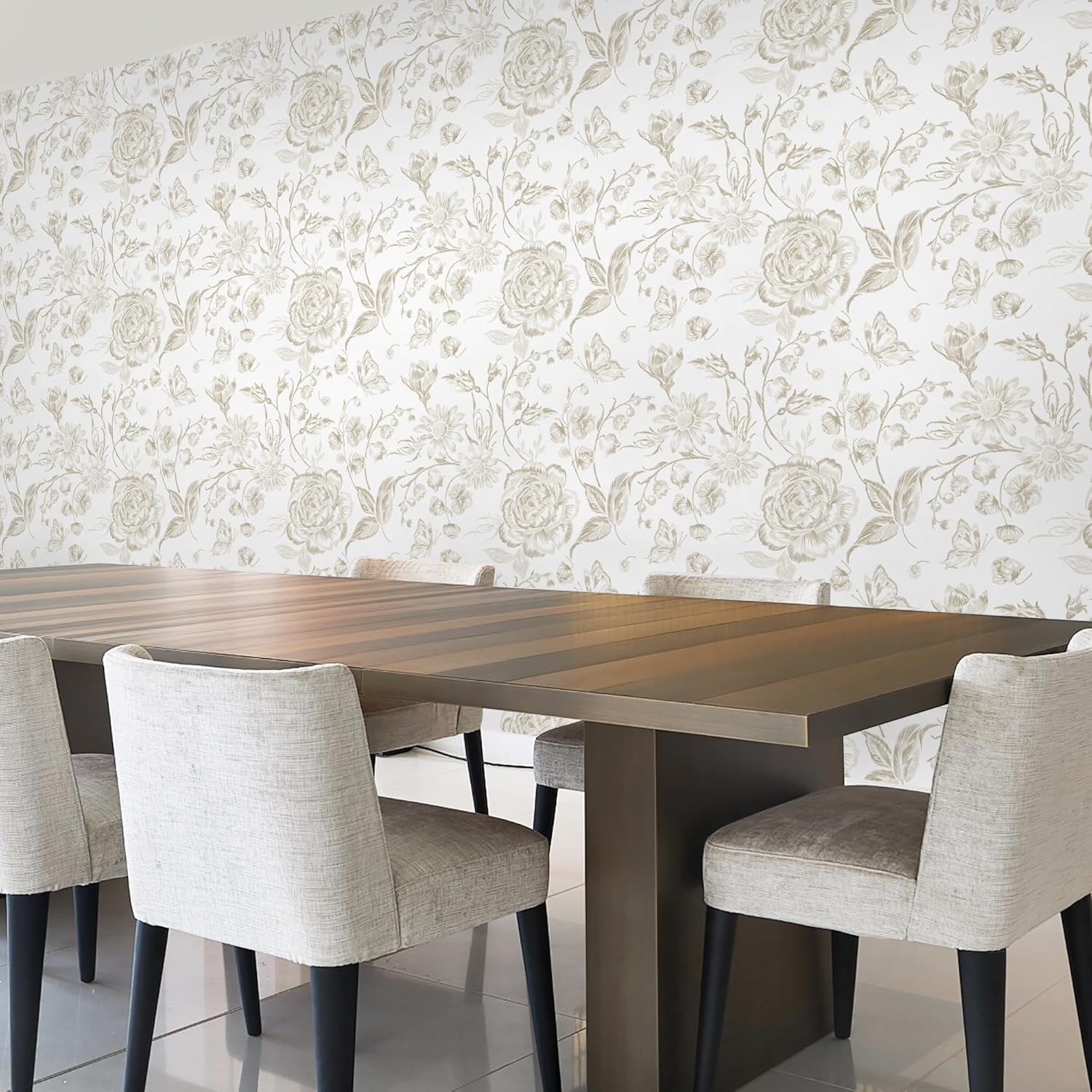 Yasinet Peel and Stick Wallpaper Boho Floral Wallpaper Vintage Floral Contact Paper for Bedroom Bathroom Beige and White Warerproof Removable Self-Adhesive Wall Paper Vinly 17.3"×393''