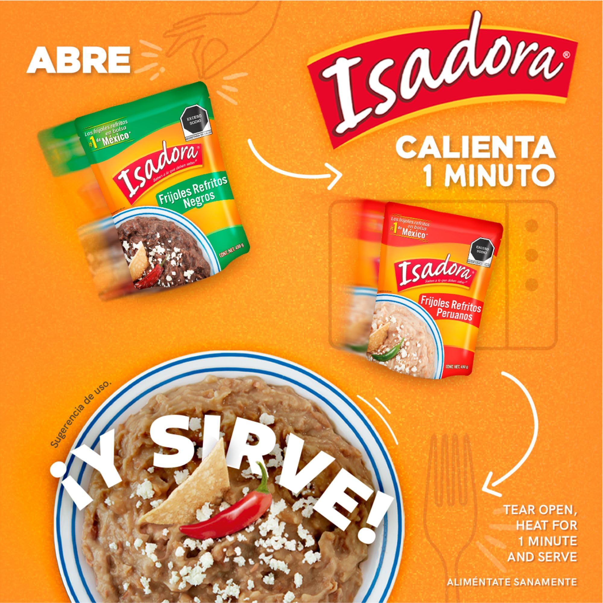 Frijoles Refritos Negros Isadora 430g Bolsa Hechos en México Sin conservantes Ingredientes naturales Listo para comer