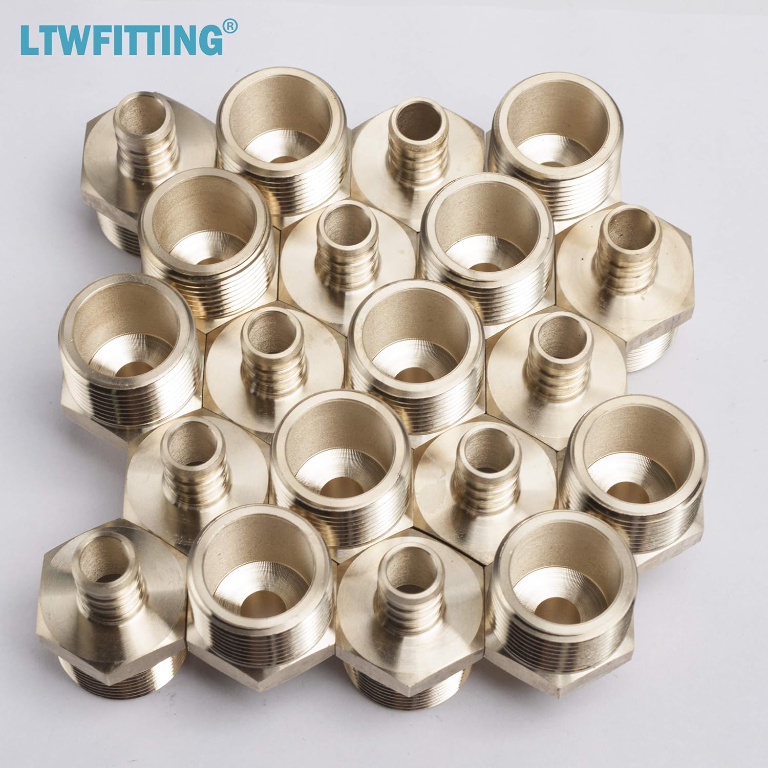 LTWFITTING No Lead Brass PEX Adapter Fitting 1/2-Inch PEX x 3/4-Inch Male NPT Crimp Adaptor (Pack of 20)