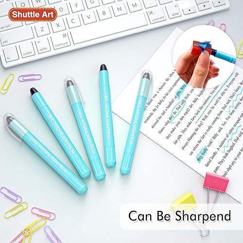 Miniatura 6 de Shuttle Art Paquete de 5 resaltadores de gel azules, resaltadores de la Biblia, no se traspasan, suministros de diario bíblico, ideal para diario,