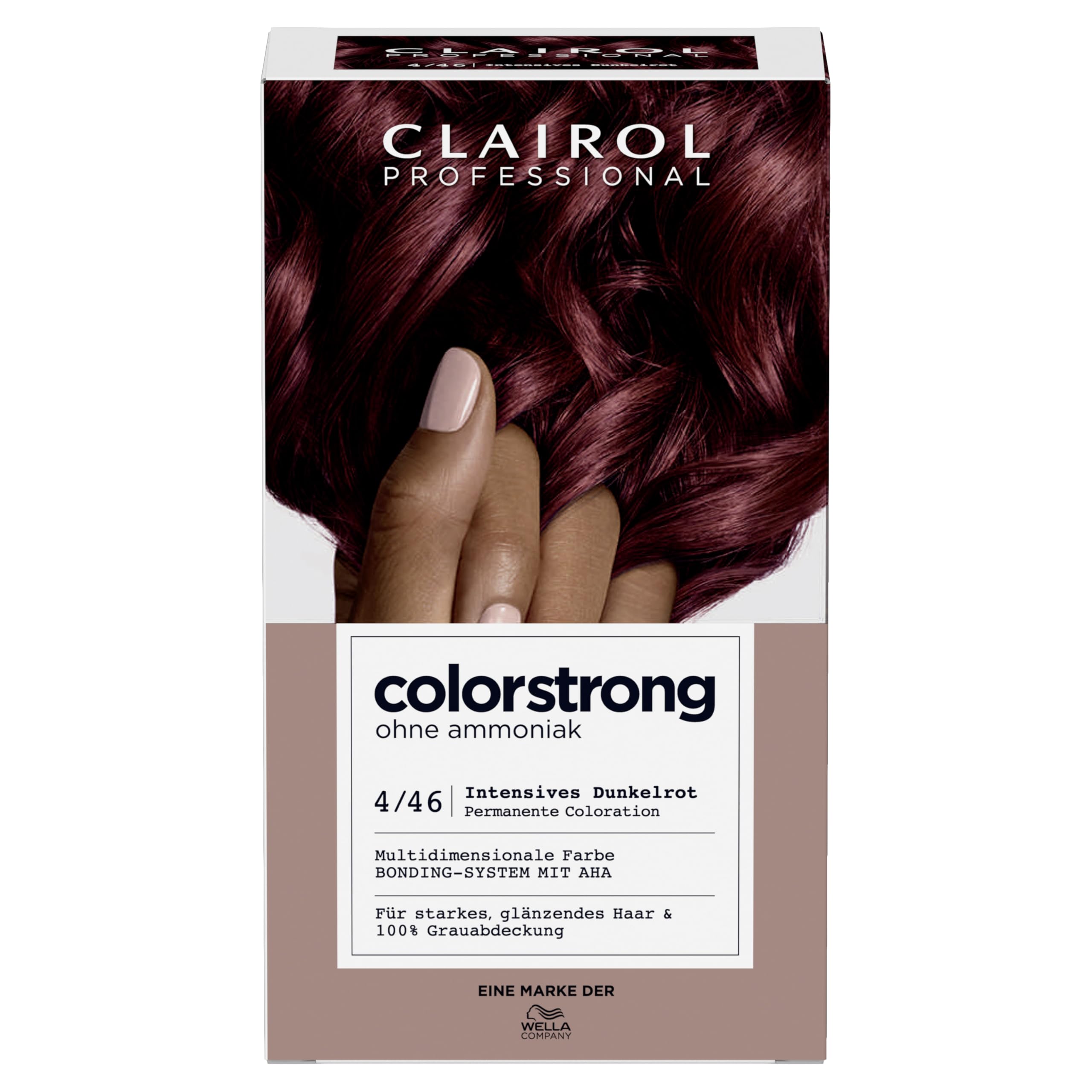 CLAIROL PROFESSIONAL colorstrong dauerhafte, multidimensionale Haarfarbe ohne Ammoniak - mit stärkendem AHA-Bonding-System - 4/46 Intensives Dunkelrot
