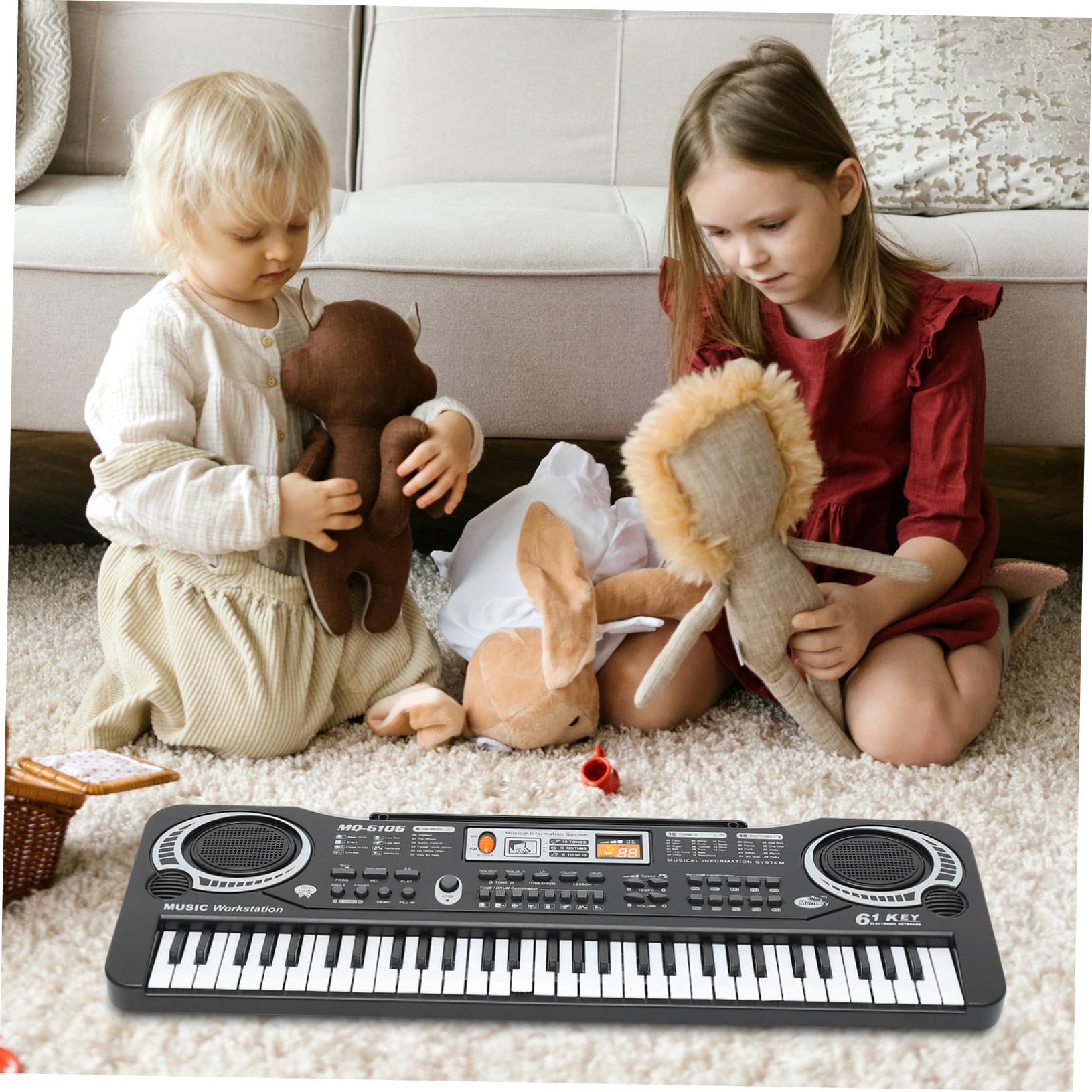 Juguete de Piano Electrónico 61 Teclas Negro Abs para Niños