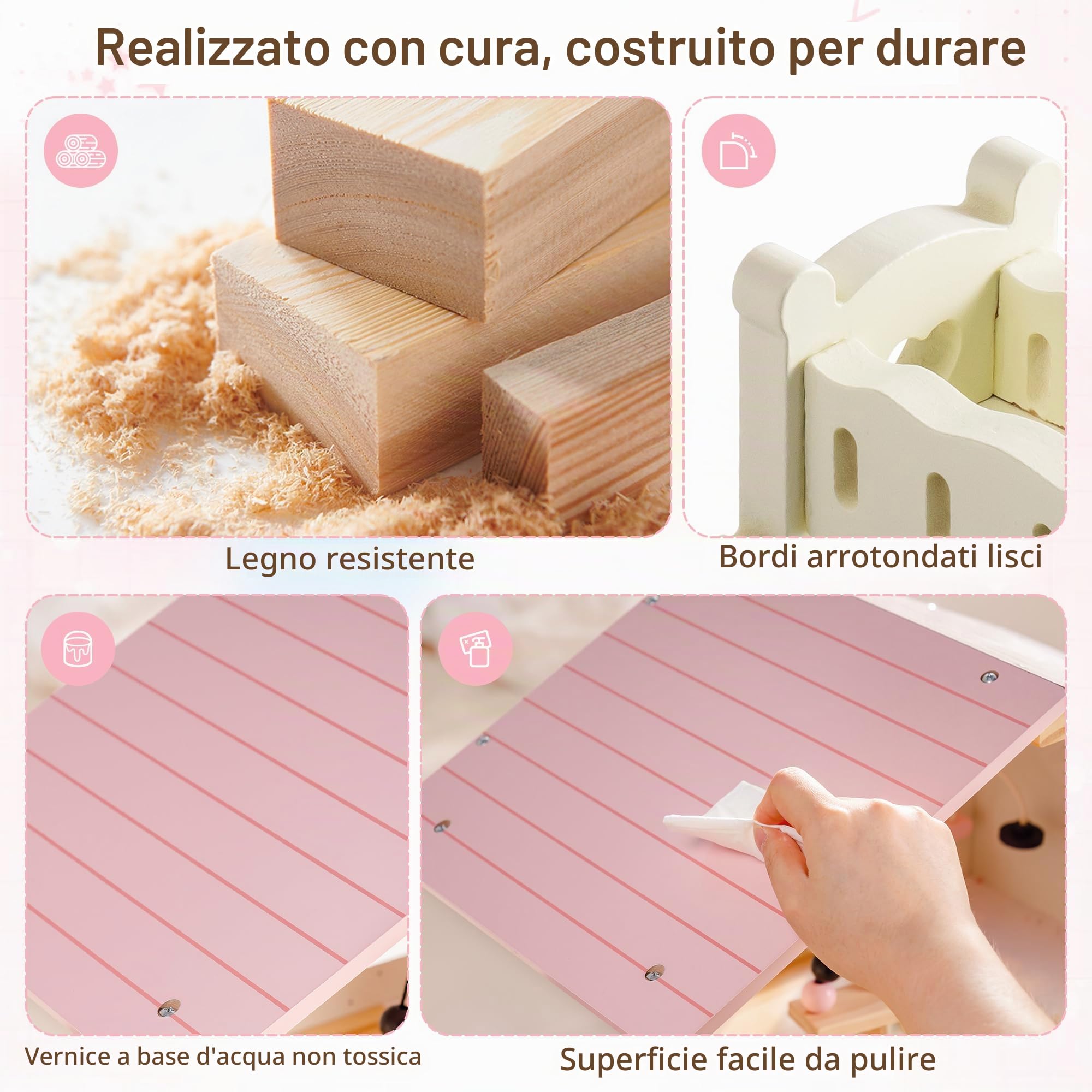 ROBUD Casa delle Bambole in Legno, Casa delle Bambole a 3 Piani con 37 PCS di Mobili Giocattolo e Accessori per Bambole - Casa delle Bambole per Gioco Simulativo con 5 Stanze e Serra, Giocattolo