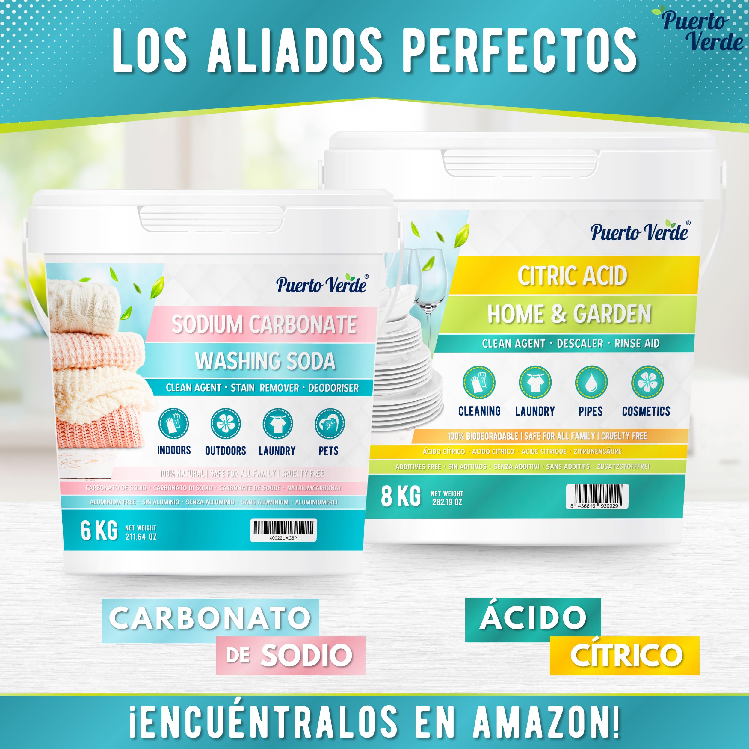 Bicarbonato Sodio 2x10 Kg. Bicarbonato Sódico Sin Aluminio. | Bicarbonato de Sodio 100% Natural para Limpieza del Hogar. Malos Olores, Prendas Blancas y Cosmética. Producción Española.