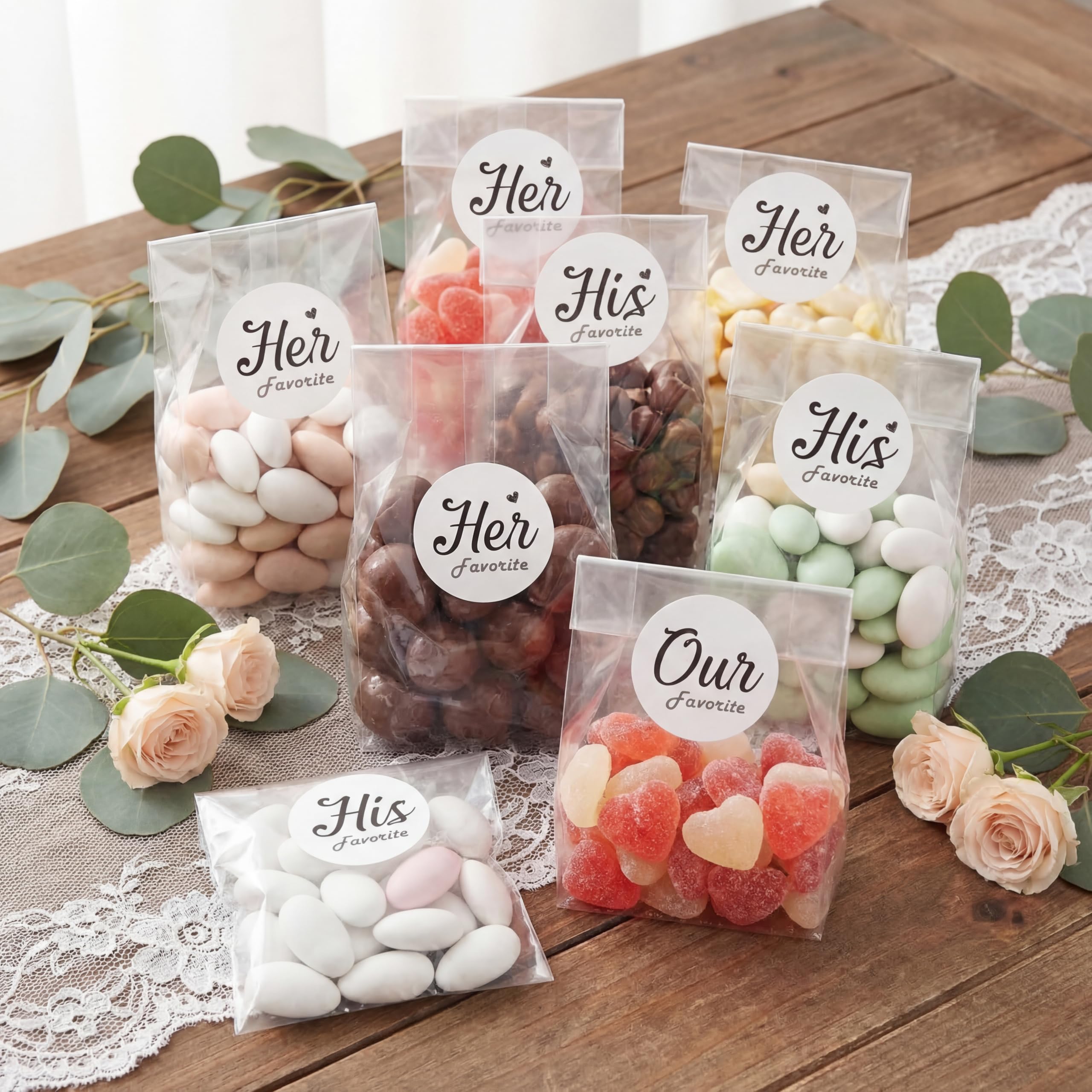 Teling 480 Pcs His Her Our Favorite Stickers 1.6'' for Wedding Candy Envelope Party Guest Gift His Her Favorite Stickers Labels White and Black