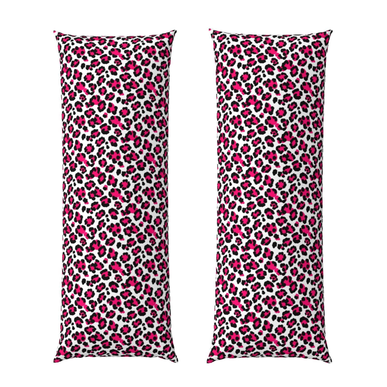 Long Pillowcase 20x54, White Pink Cheetah Leopard Print, Soft Velvet Pillow Cover with Hidden Zipper, Plush Cushion Protector for Bedroom Sofa Couch Sleeping