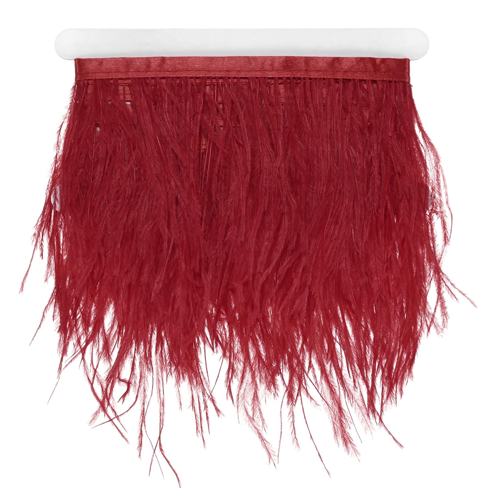 M METERXITY Ostrich Feather Trim Fringe, 2 Yards 4-6" Natural Fluffy Feather Trim for Crafting/DIY Sewing/Party Clothing/Wedding Dress Decoration/Dream Catcher [Wine Red]