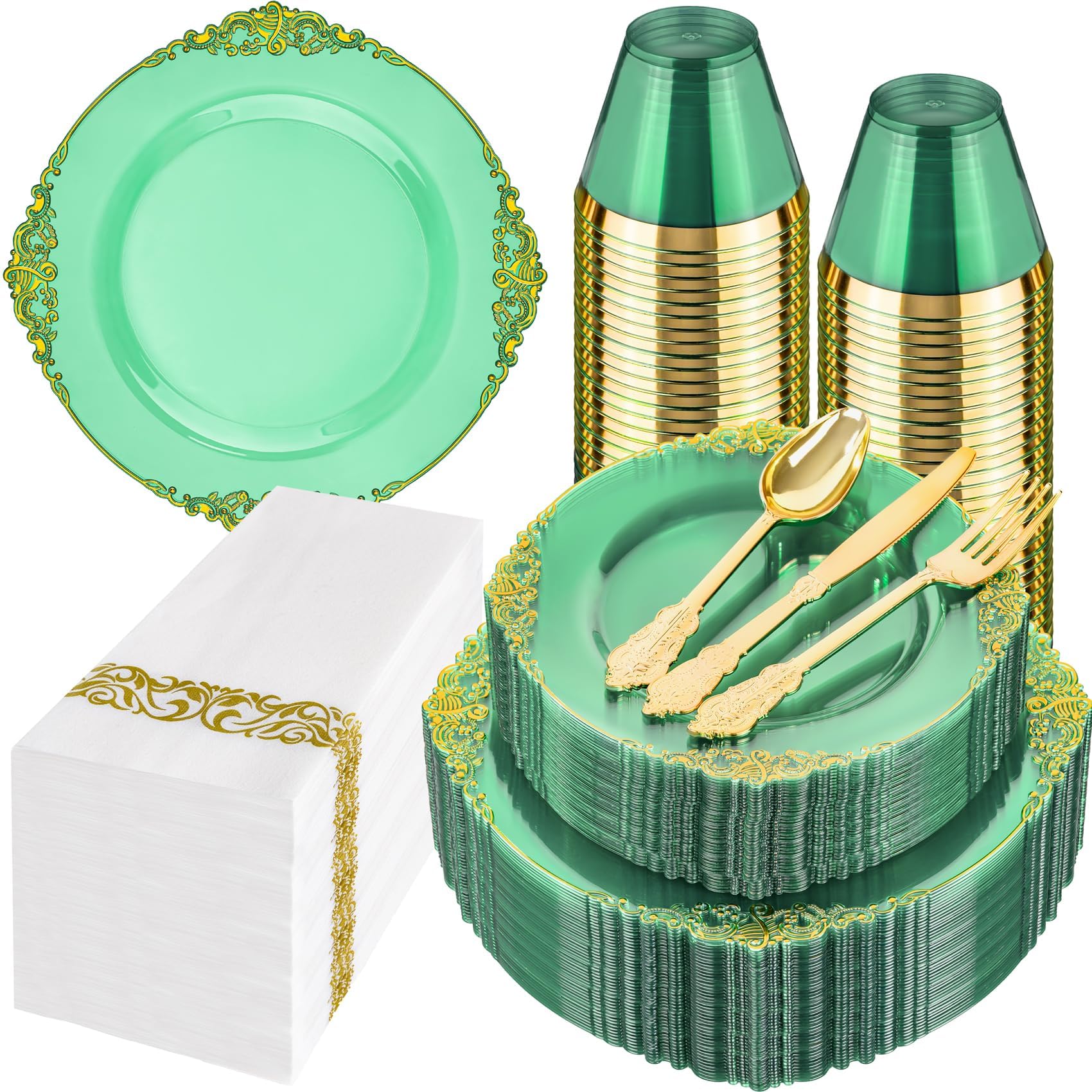Blue & Silver Plastic Plates - 175 Piece Set -28