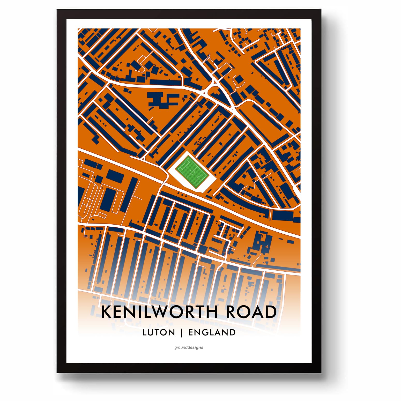 GroundDesigns LUTON TOWN FC Football Gift KENILWORTH ROAD Stadium Map Unframed A3 Art Print LTFC