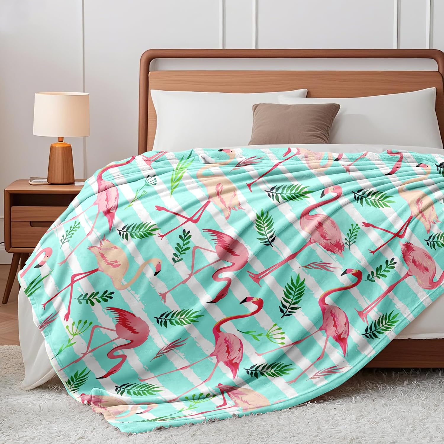 Flamingo Blanket Gifts for Women Girls Soft Flannel Merch Flamingo Stuff Blanket Flamingos Lovers Gifts Birthday Bedding Decor Throw Blanket 50" x 40" - Image 4