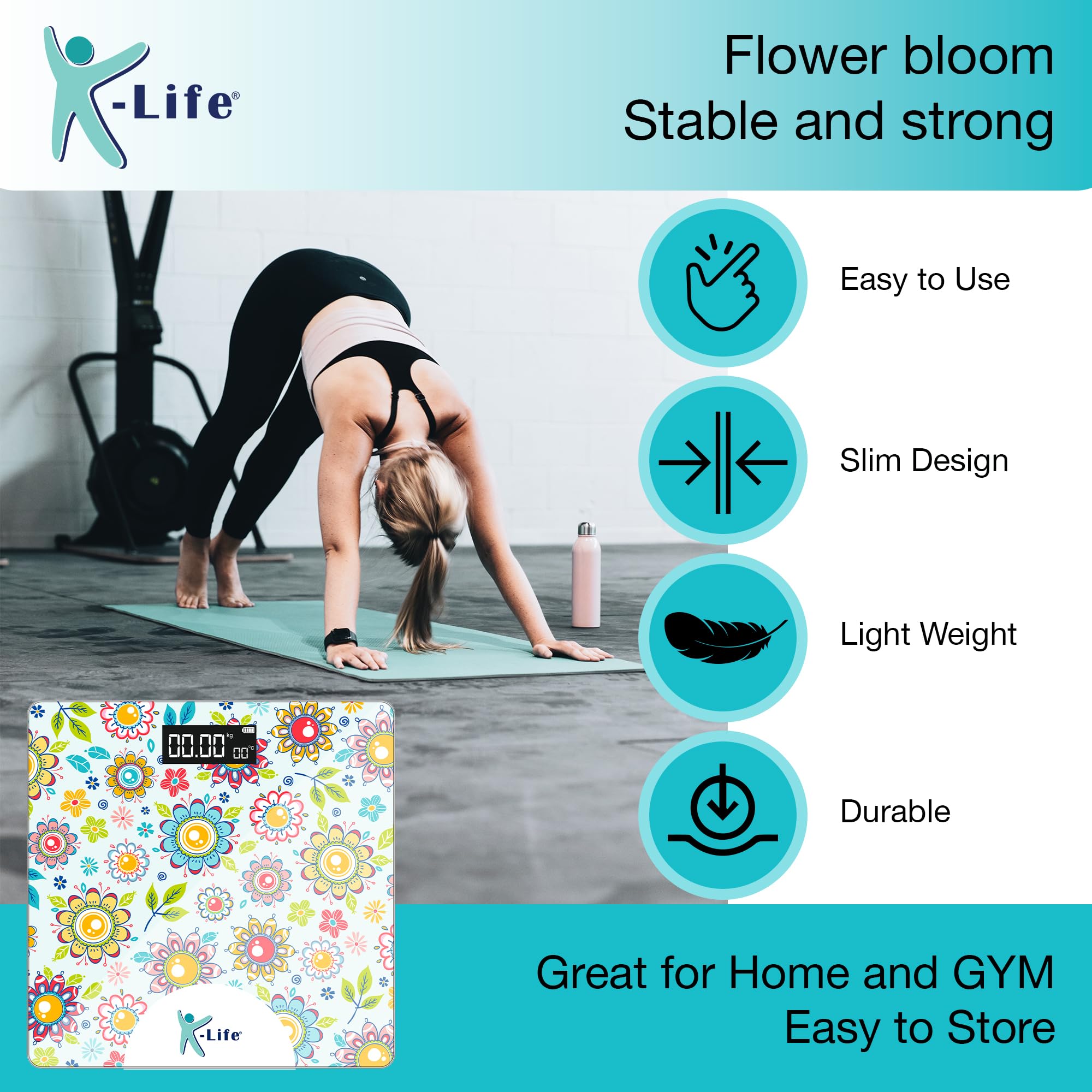 K-life WS-108 Digital Weighing Scale for Body Weight | Weight Machine for Home | High Accuracy Bathroom Personal Electronic Scale with LCD Display & Step-On Technology 2
