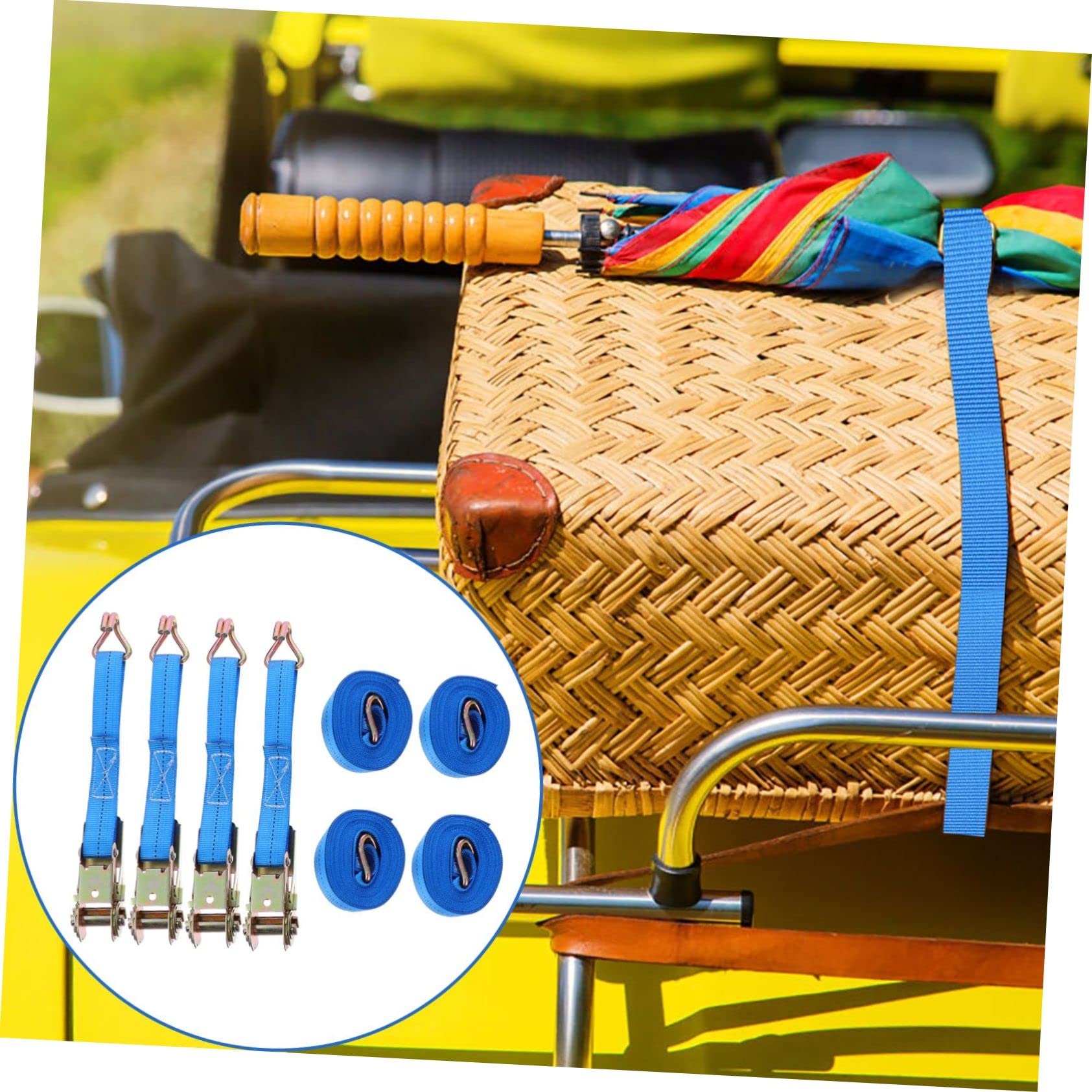 SOLUSTRE Sangles de Fixation de Chargement en Polyester Boucle Métallique Rapide Lot de 4 Couleur Aléatoire pour Canoë et Planche à Pagaie