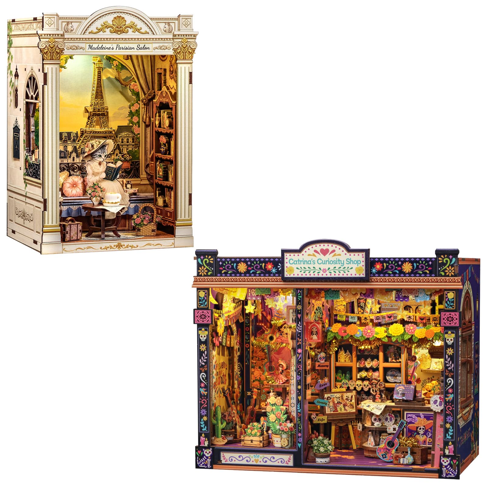 CUTEBEE Book Nook Kit - DIY Miniature House Kit for Adults, Dollhouse Booknook Bookshelf…
