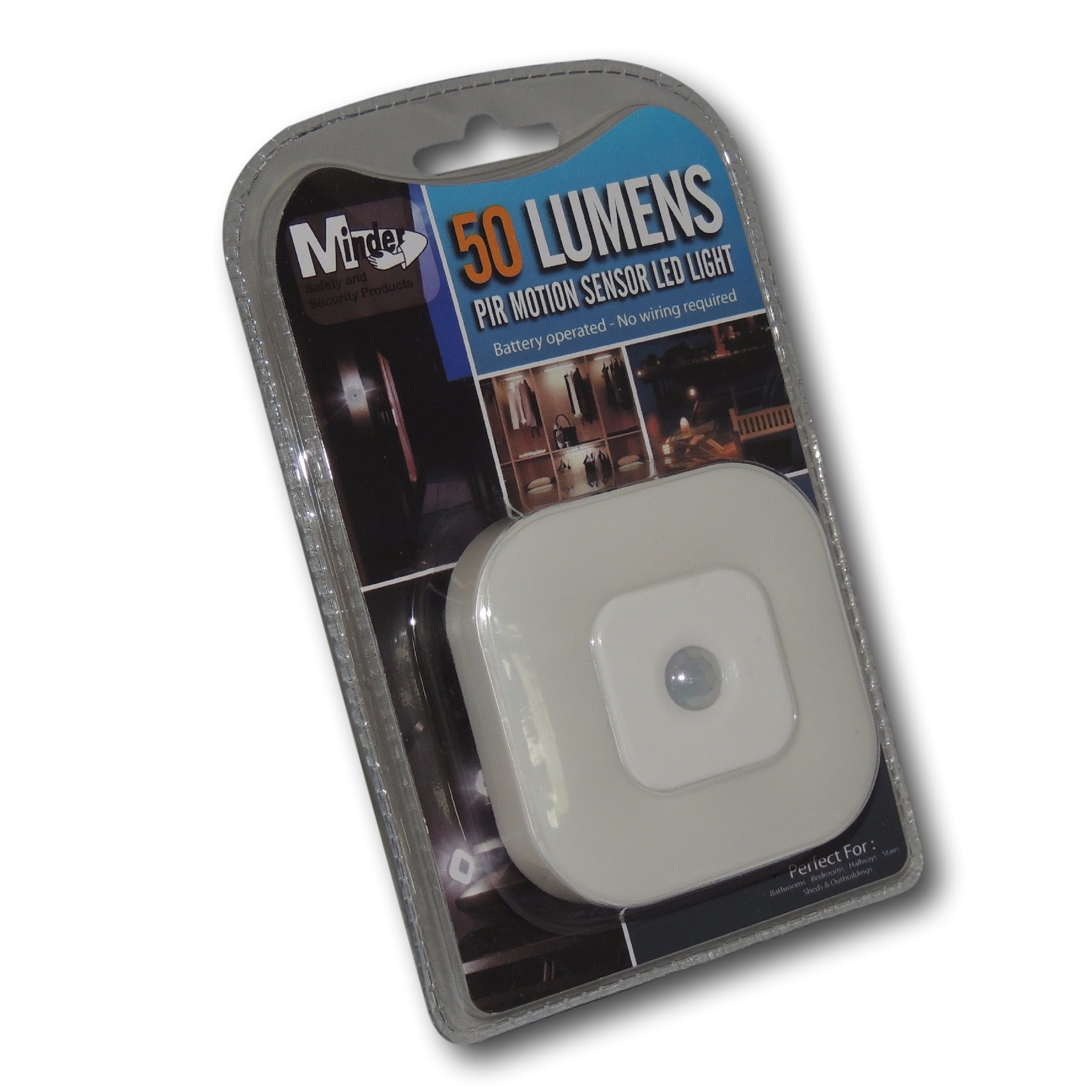 EPOSGEAR Minder Stick-On Adhesive LED Automatic PIR Motion Movement Activated Indoor Light - Perfect for use in Kitchens, Cupboards, Wardrobes, Closets and other low light areas (5 Square with Batteries)