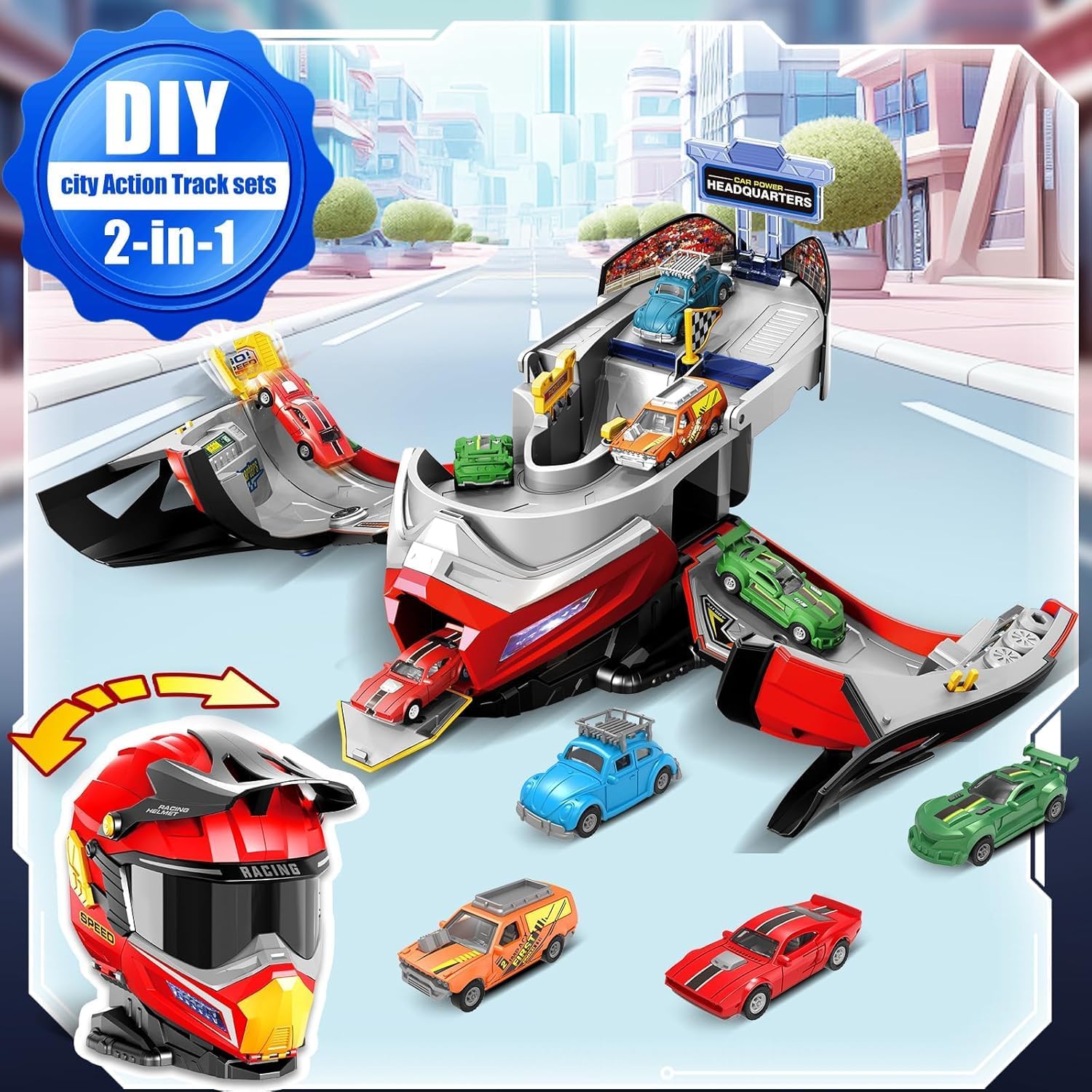 Pihura Boys Toys for 2 3 4 5 6 Years Old,2 in 1 Helmet Transforms