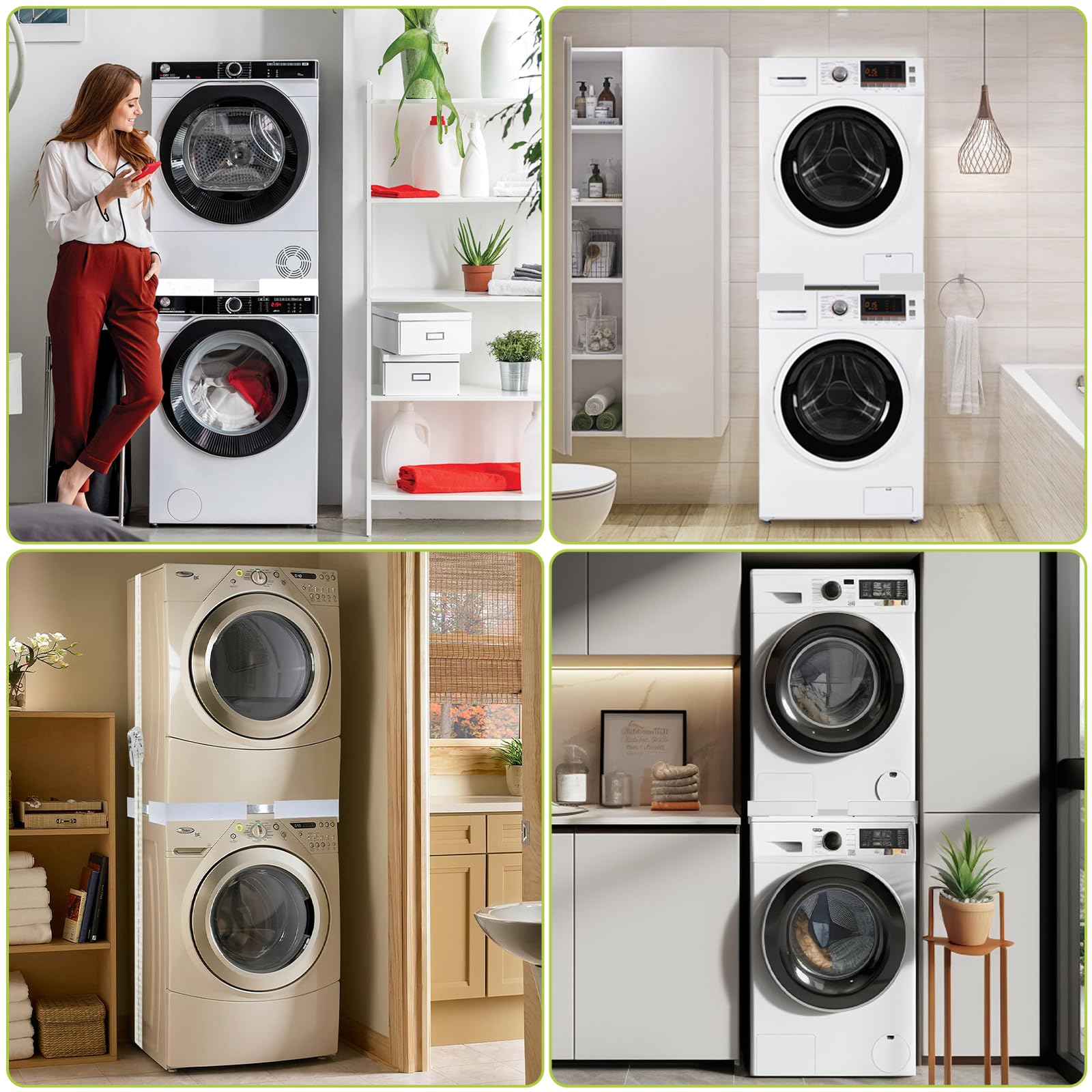 Universal Stapelset Verbindungsrahmen für Waschmaschine Trockner mit Spanngurte Ratsche 42-70cm