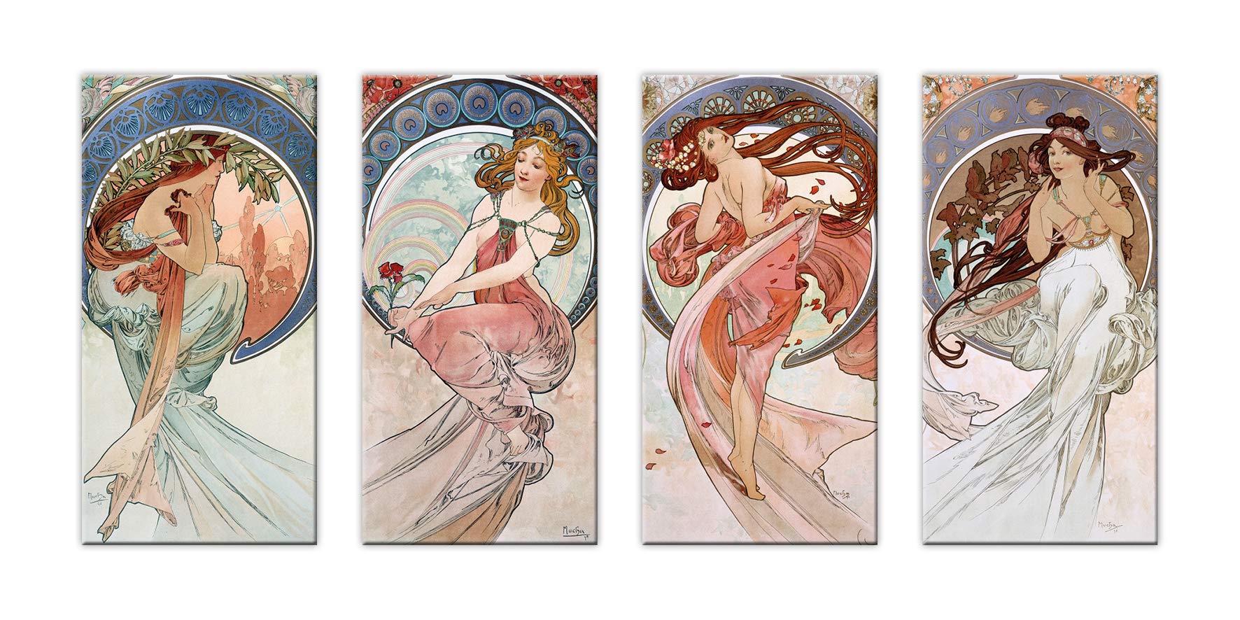 Poster Mucha La Dame Aux Camelias Poster Le Printemps D'Alfons Mucha - 40x100cm (Orange) Orange Poster
