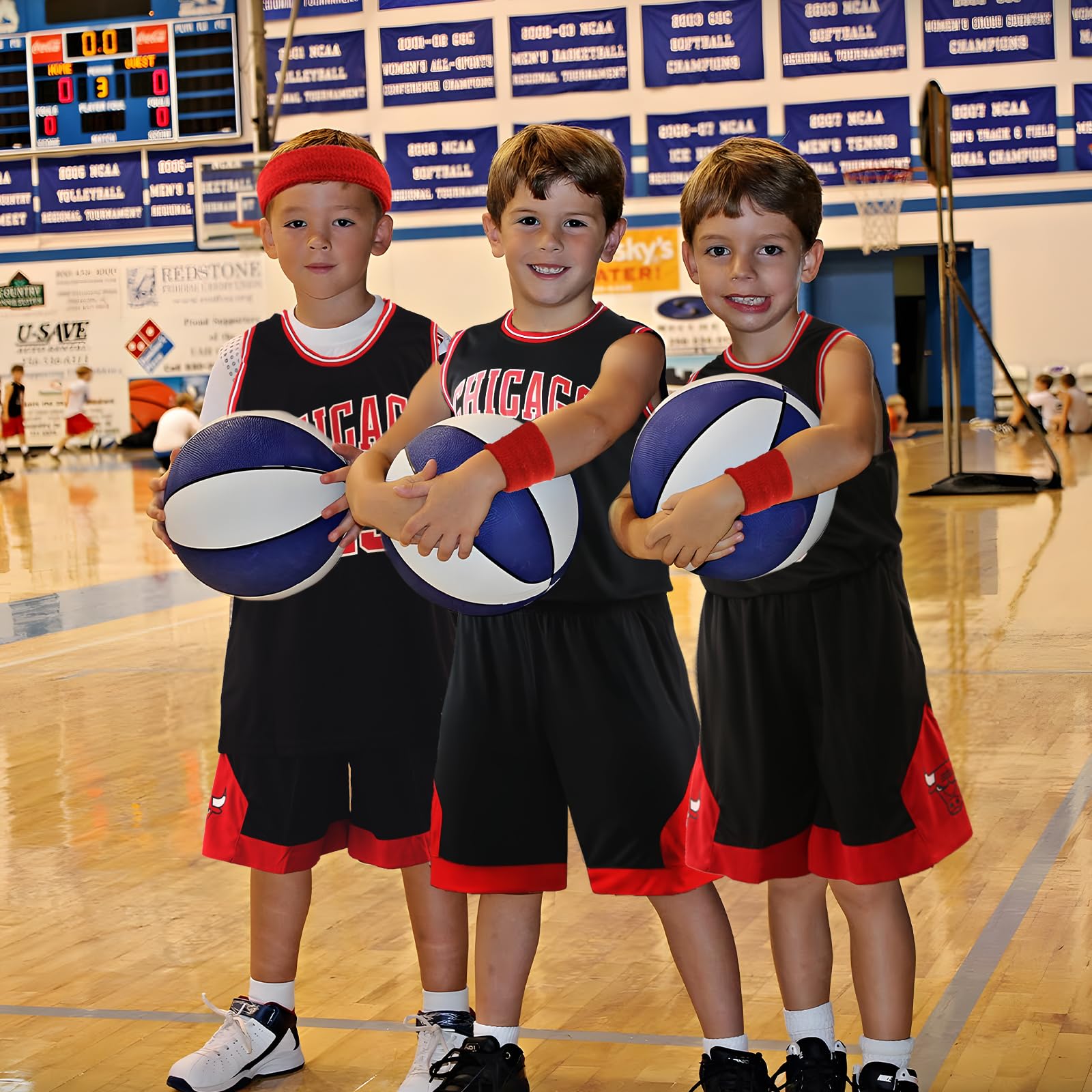 Camiseta Baloncesto Niño Adulto 5 Piezas Camisetas y Pantalones de Baloncesto con Muñequeras, Camiseta Sin Mangas, Trajes de Baloncesto Equipación Baloncesto para Niños Adultos Verano Entrenamiento