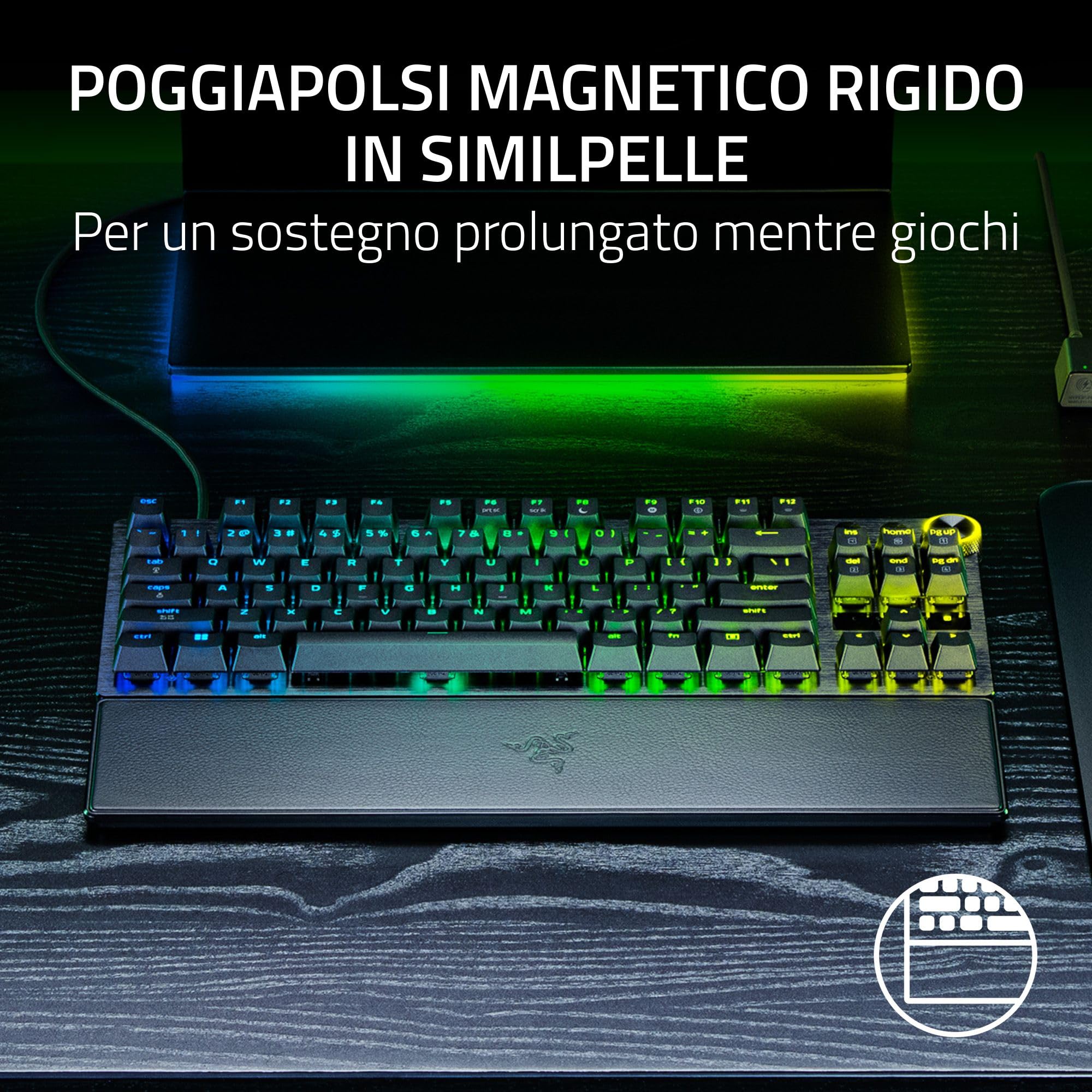 Razer Huntsman V3 Pro Tenkeyless 8KHz - TKL PC Tastiera meccanica da gioco - 8KHz HyperPolling - Switch ottici analogici - regolabile 0,1-4,0mm - Snap Tap - Rapid Trigger - QWERTY US Layout | Nero