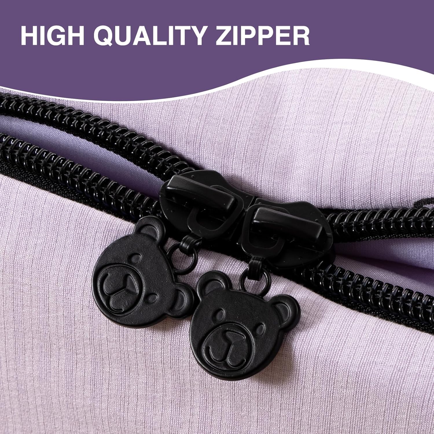 A Nice Night Zipper Bedding Little Bow Printed on Purple Background Zippered Kids Comforter Set,Seersucker Chic Style Ultra Soft,Twin - Image 5