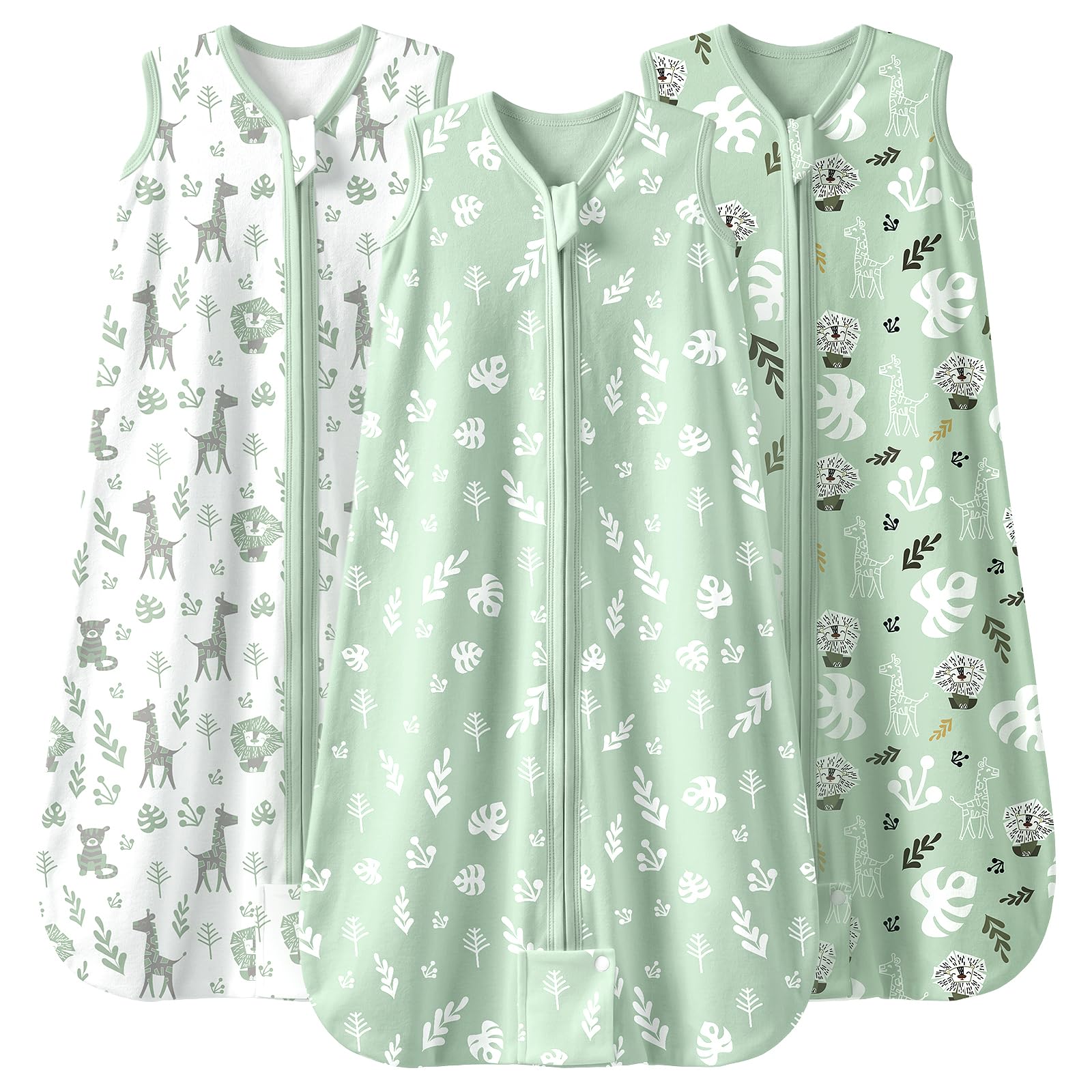 Mosebears Sacco nanna Estivo per Bambini, 0,5 Tog 100% Cotone Traspirante (LightGreen, M (6-12 mesi))