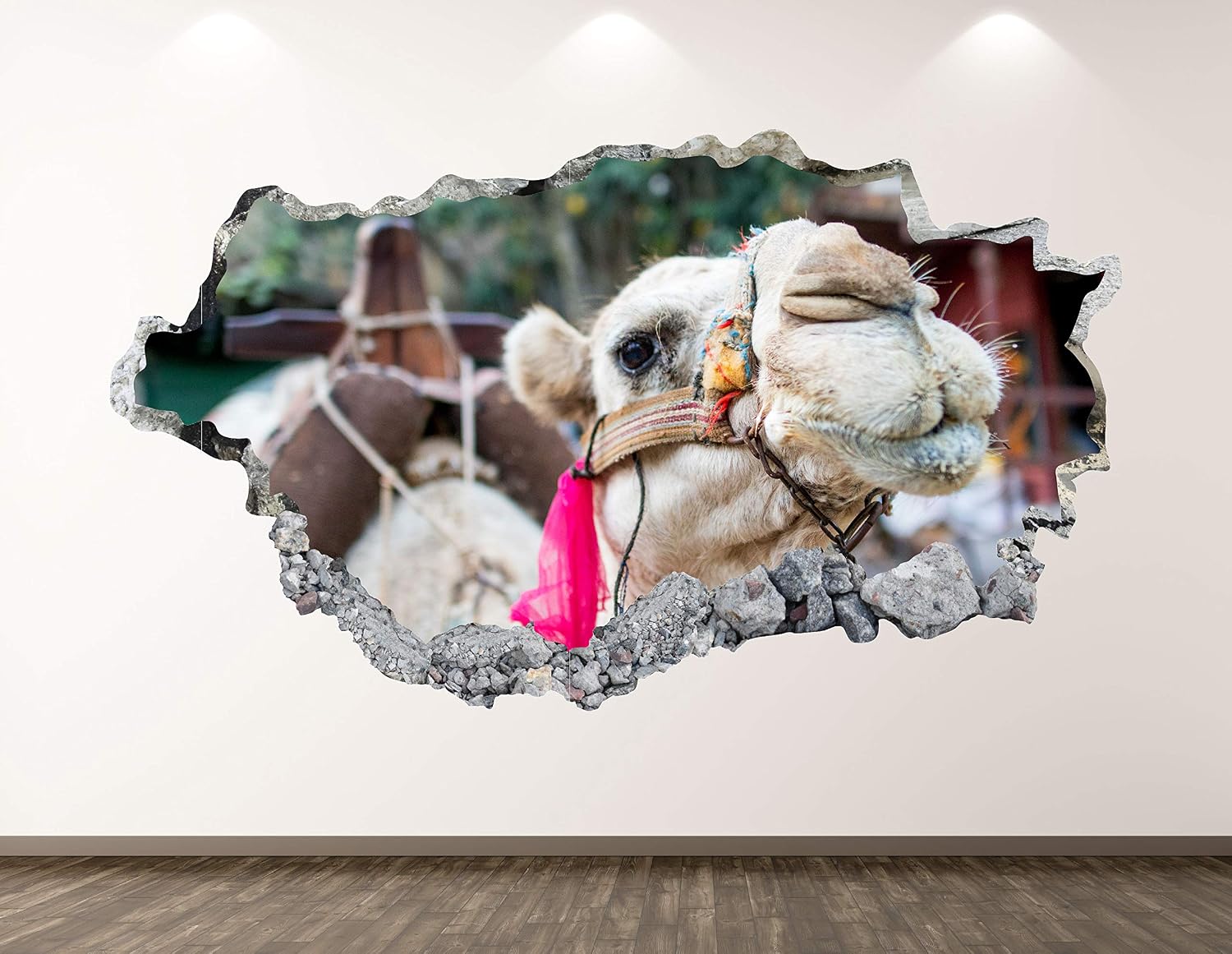Camel Wall Decal Art Decor 3D Smashed Arabian Animal Sticker Poster Kids Room Mural Custom Gift BL2184 (30"W x 18"H)