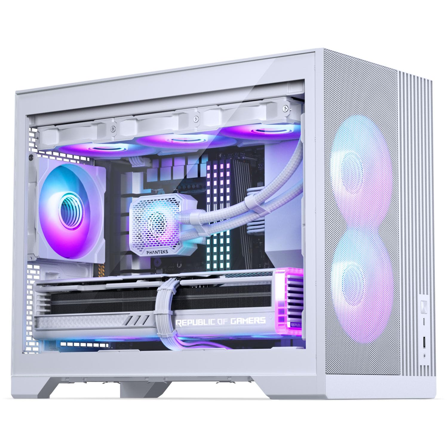 Phanteks XT M3 Caja PC Mini Torre Blanco - Caja Micro-ATX Compacta con Vidrio Templado, Soporte para Radiador de 360 mm y Tarjetas Gráficas de 430 mm - Sin Ventilador