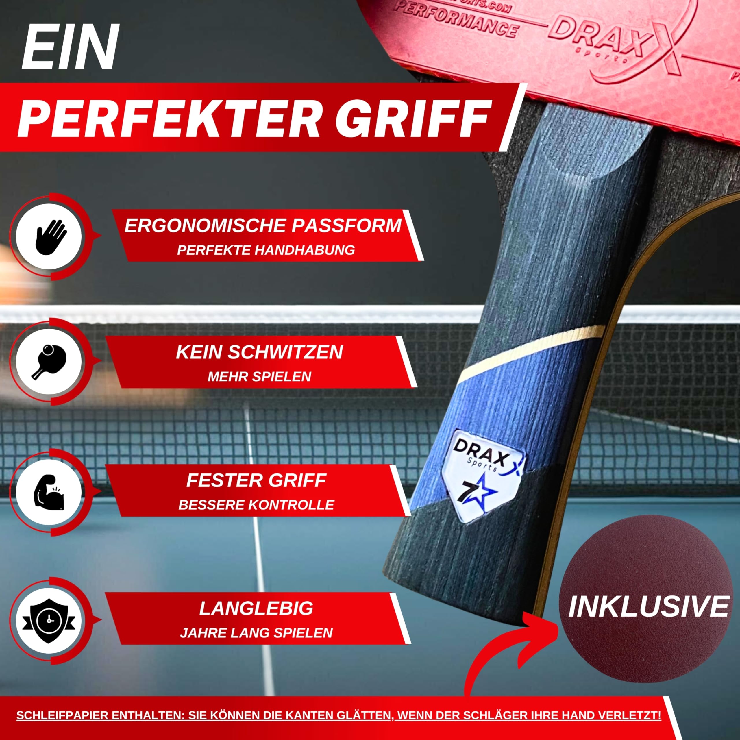 Tischtennisschläger Carbon | Professioneller Carbon-Schläger für unvergleichliche Kontrolle, Spin und Power, Ultraleicht, 2 mm Schwamm und Hochleistungsbelag