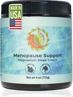 Taspen's Organics Menopause Support Magnesium Sleep Cream – Natural Cooling Relief for Hot Flashes & Night Sweats | Promotes Relaxation & Sleep | Flower Essence & Botanical Formula (4 oz)