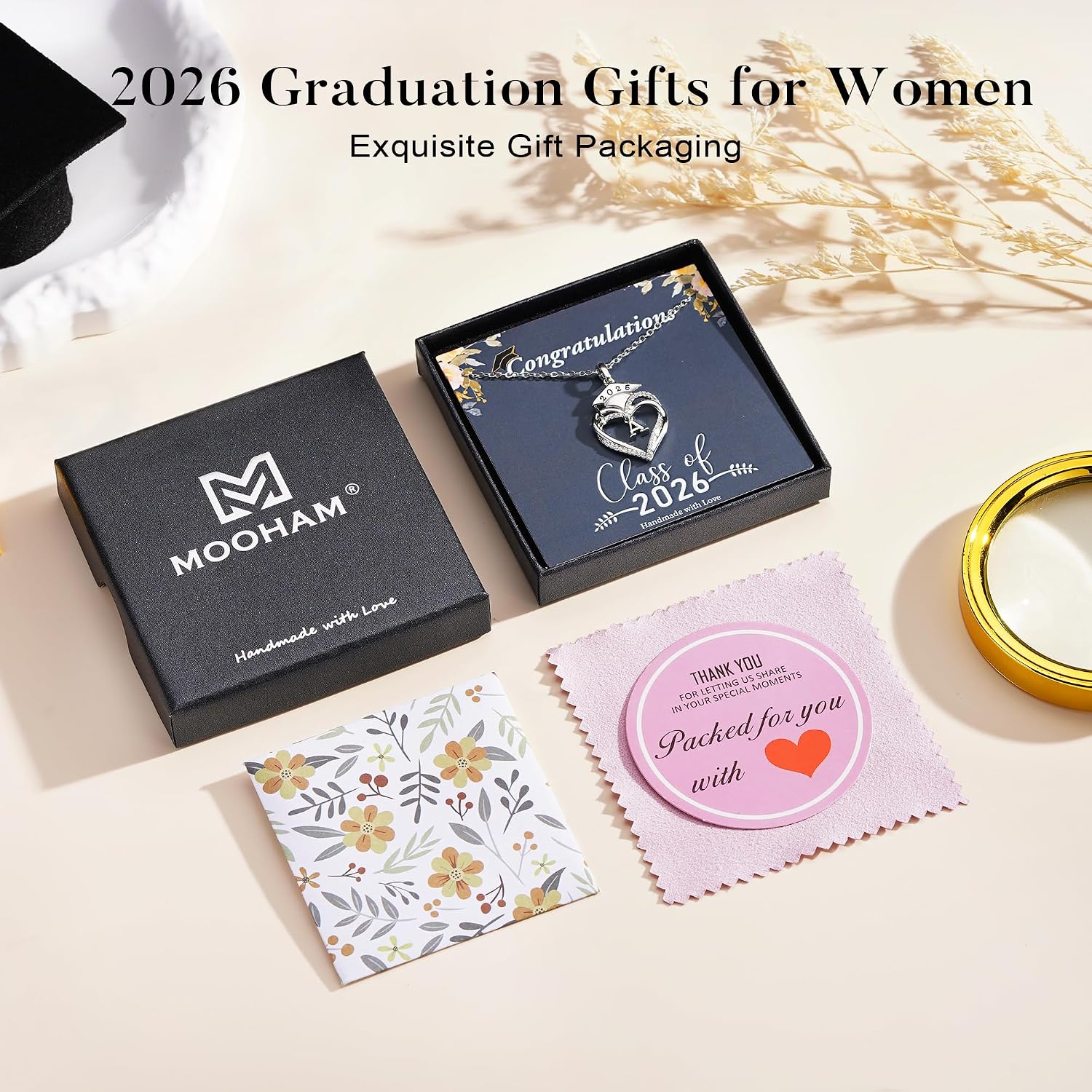 M MOOHAM Graduation Gifts for Women Her 2026 - Heart Initial Graduation Necklace High School College Gifts 2026