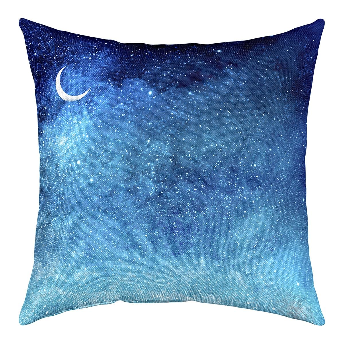 Homemissing Star Throw Pillow Cover Sky Print Decorative Throw Pillowcase for Sofa 45x45cm 1 Pcs Galaxy Blue Pillow Case Cushion Cover Room Decorations Moon Romantic Cushion Case