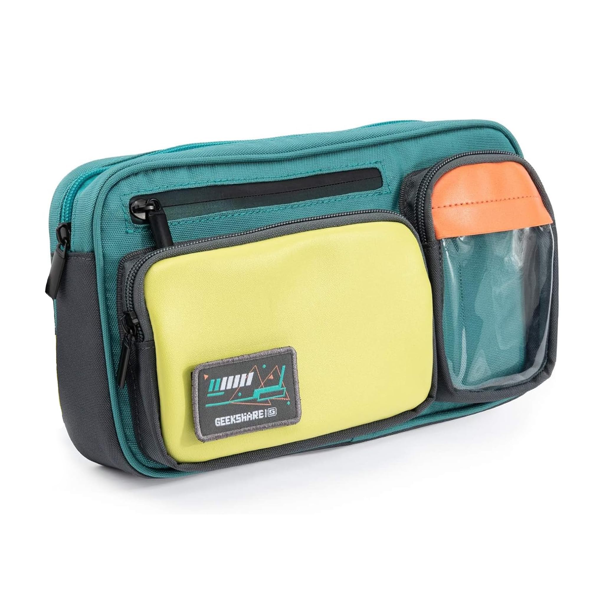Borsa da viaggio multifunzione Geekshare con interruttore multifunzione di grande capacità, borsa di tracciamento laser a contrasto di colore compatibile con Switch