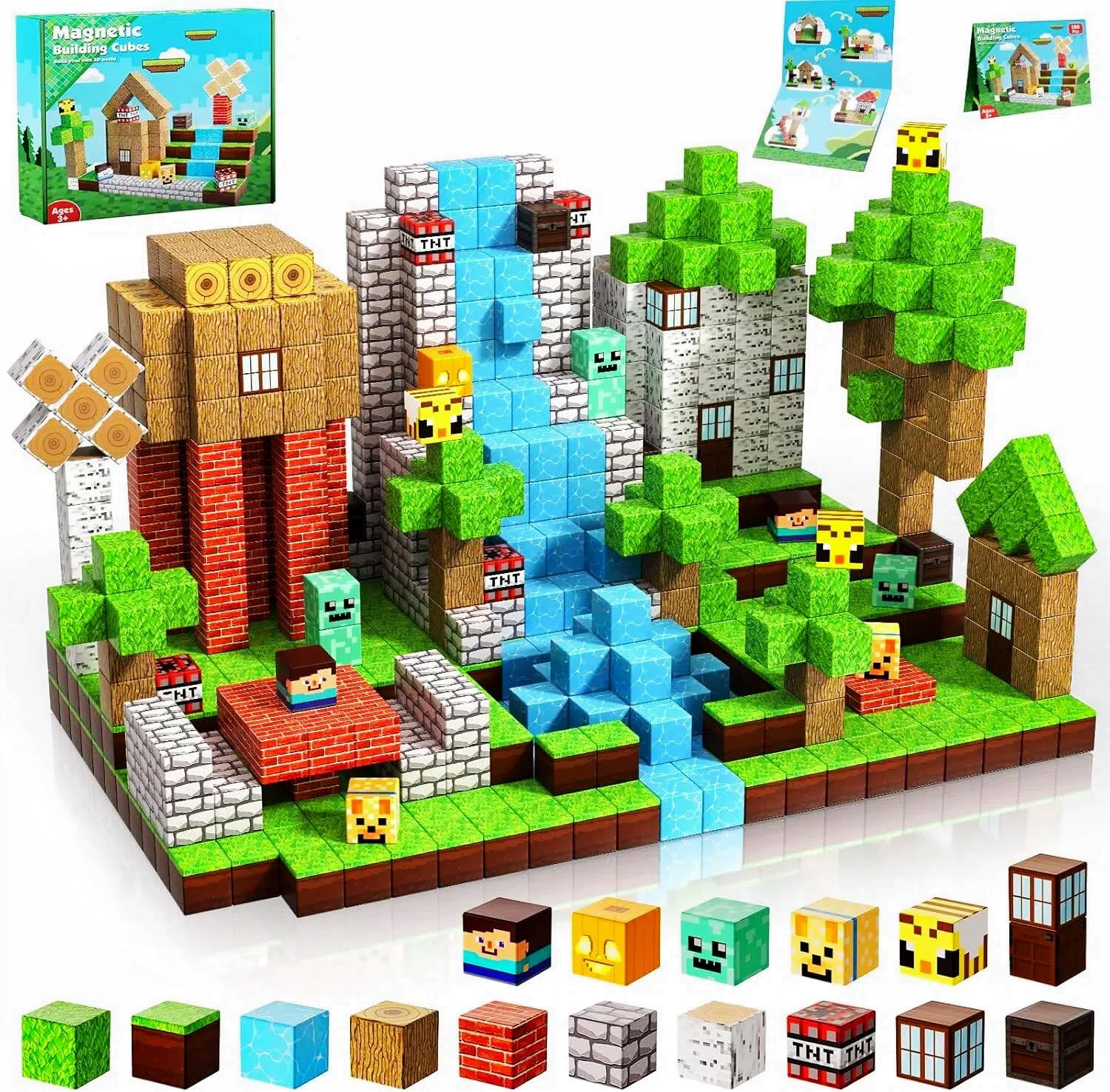 ToyUnited - Blocchi di costruzione magnetici, 100 pezzi, set di blocchi magnetici per costruire, giocattolo Montessori per bambini dai 3 ai 9 anni, regalo di Pasqua e compleanno per ragazzi e ragazze