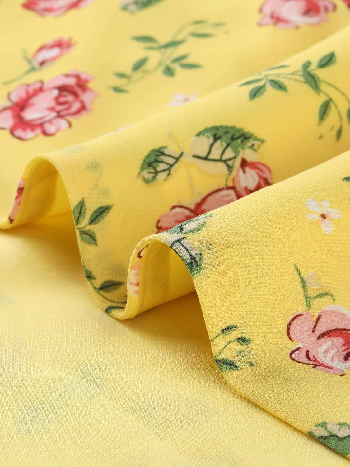 Allegra K Wrap Tops for Women's Floral Printed V Neck Slit Sleeve Tie Waist Peplum Blouse - Image 5