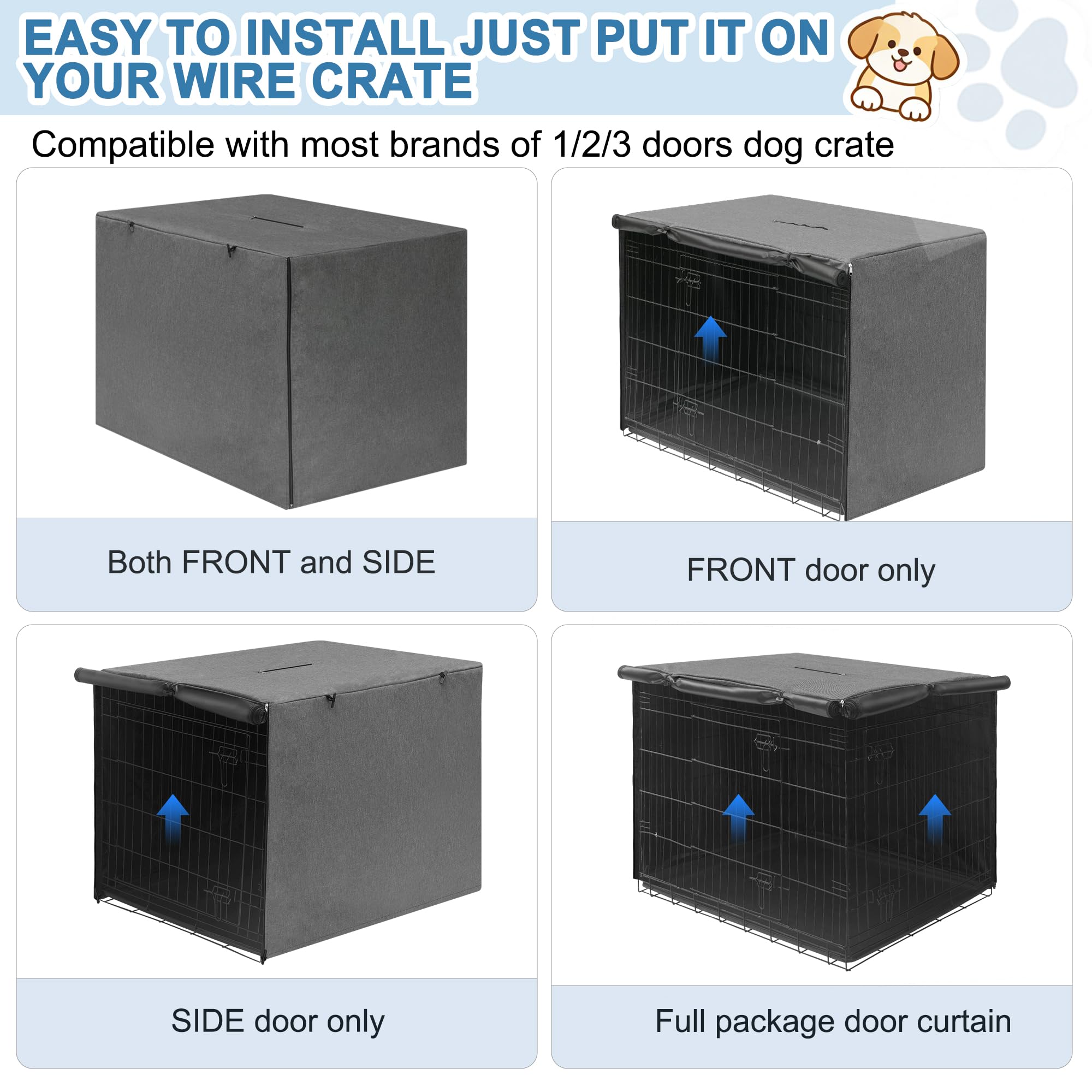 HiCaptain Folding Metal Dog Crate Cover for 48 Inch Wire Pet Cage HiCaptain Folding Metal Dog Crate Cover for 48 Inch Wire Pet Cage