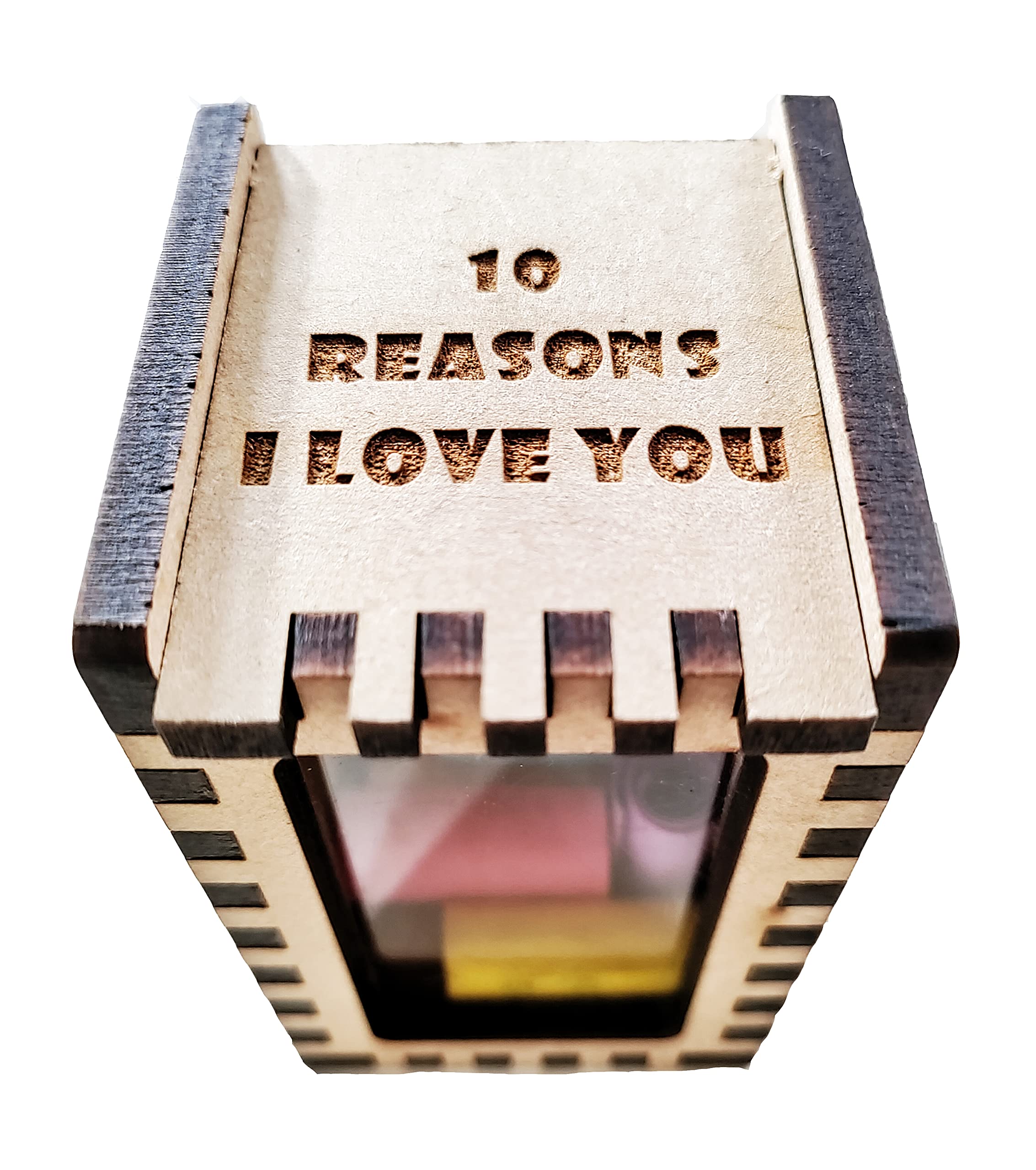 PureCraft Wooden Medium Love Message Bottle pills Box | 10 reasons I Love You | Romantic | for girlfriend | boyfriend | husband | Wife | Fiancee | Valantine Gift.