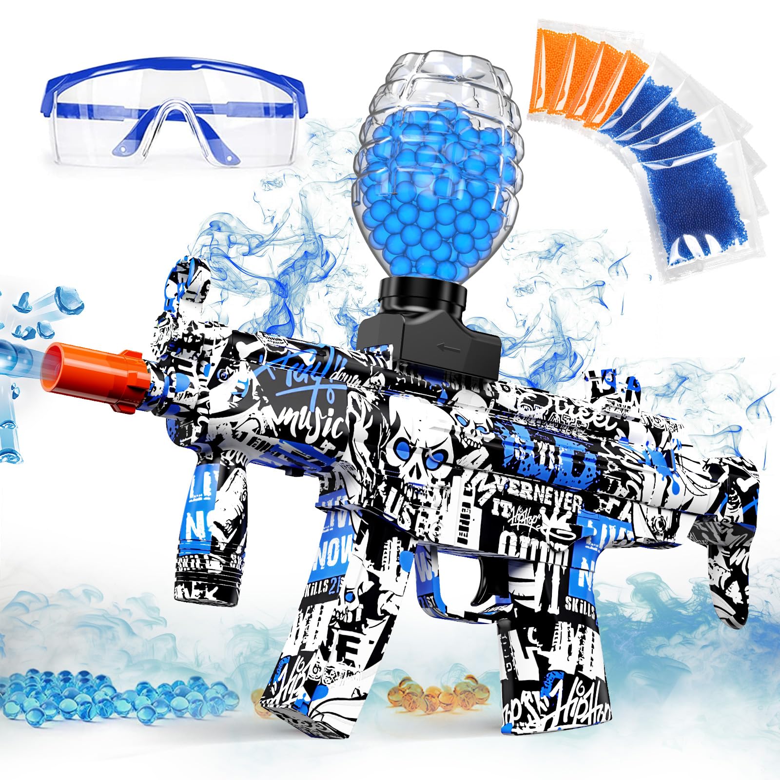 Anstoy Gel Ball Blaster Blue – Automatic Orby Gel Gun with High Power Shooting, Ideal for Outdoor Battles, Team Games & Christmas, Halloween, Birthdays Gifts for Ages 14+