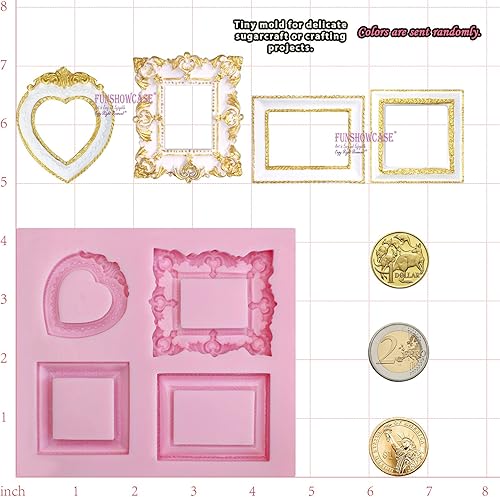 Miniatura 4 de Funshowcase Molde de silicona de caramelo con marco de espejo, grande para decoración de pasteles, decoración de pasteles, chocolate, fondant,