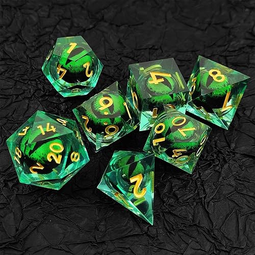 Miniatura 3 de DND - Juego de dados Dungeons and Dragons D&D, juegos de mesa poliedros, RPG, MTG, Pathfinder Rolling Dragon's Eye de resina, accesorios de regalo