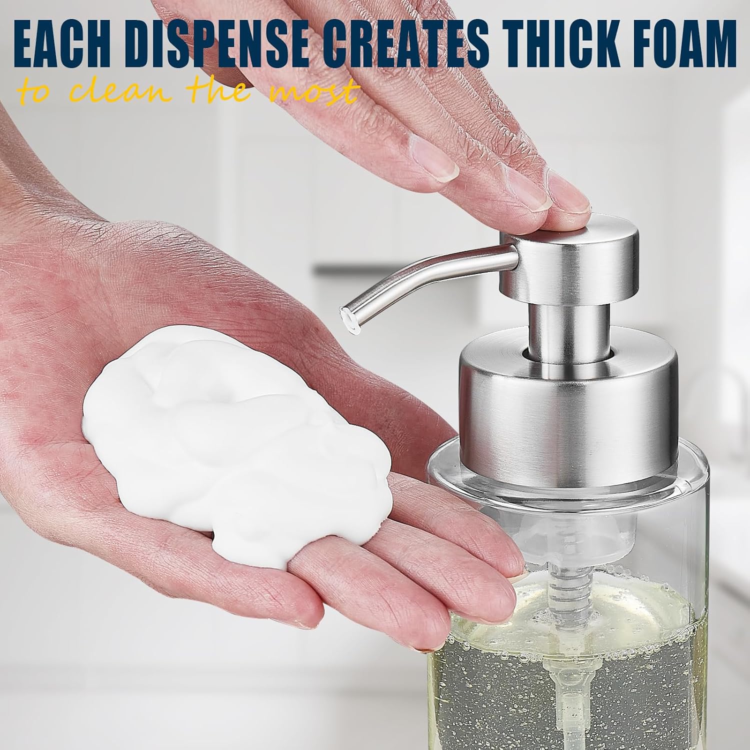 Glass Foaming Hand Soap Dispenser 10 oz with Rust Proof Pump