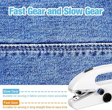 Handheld Sewing Machine, Mini Portable Electric Sewing Machine for Beginners, Portable Stitching Machine, 2 Speed and Power, Easy to Use, Fast Stitch for Fabrics & Clothes, DIY, Home, and Travel