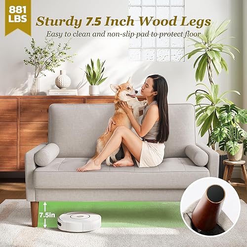 Miniatura 5 de Vesgantti Sofá de dos plazas con patas de madera maciza, sofás pequeños de 48 pulgadas para espacios pequeños, asiento de dos plazas para sala de